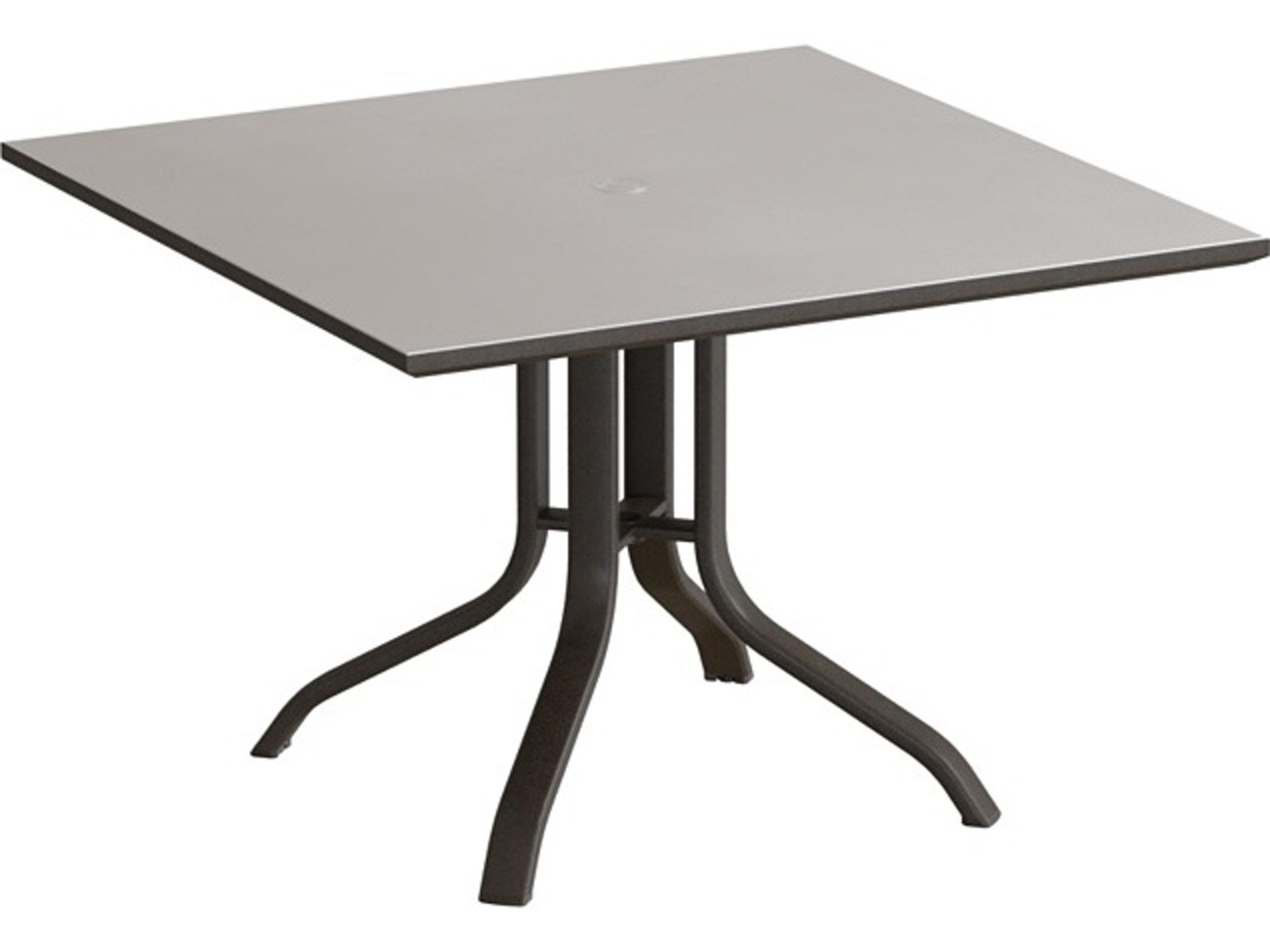 Horizon Solid Aluminum 42" Square KD Pedestal Dining Table with Umbrella Hole