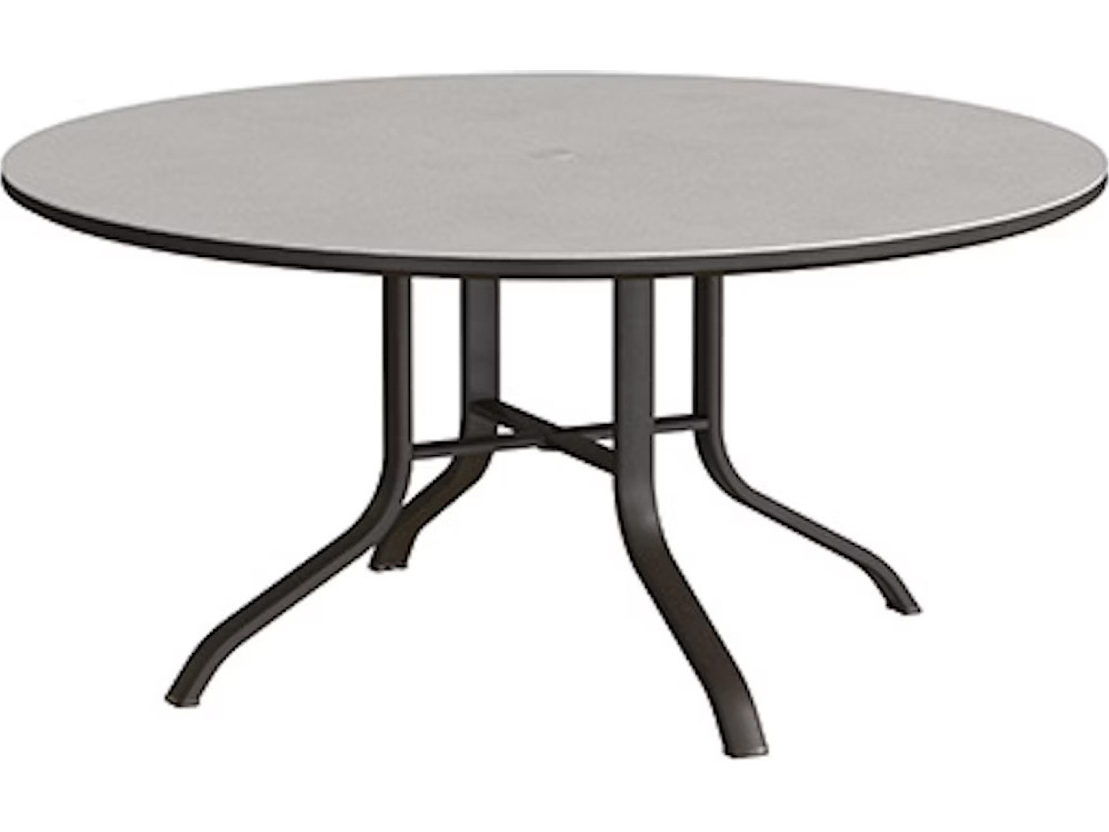 Horizon Solid Aluminum 60" Round KD Pedestal Dining Table with Umbrella Hole