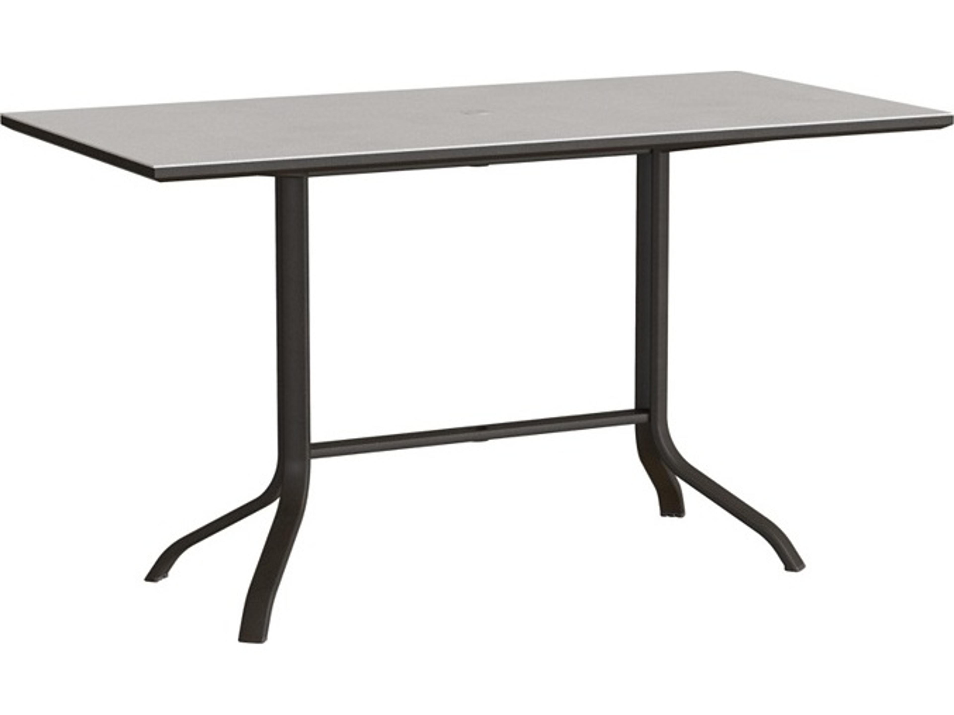 Horizon Solid Aluminum 72" x 36" Rectangular KD Pedestal  Bar Table with Umbrella Hole