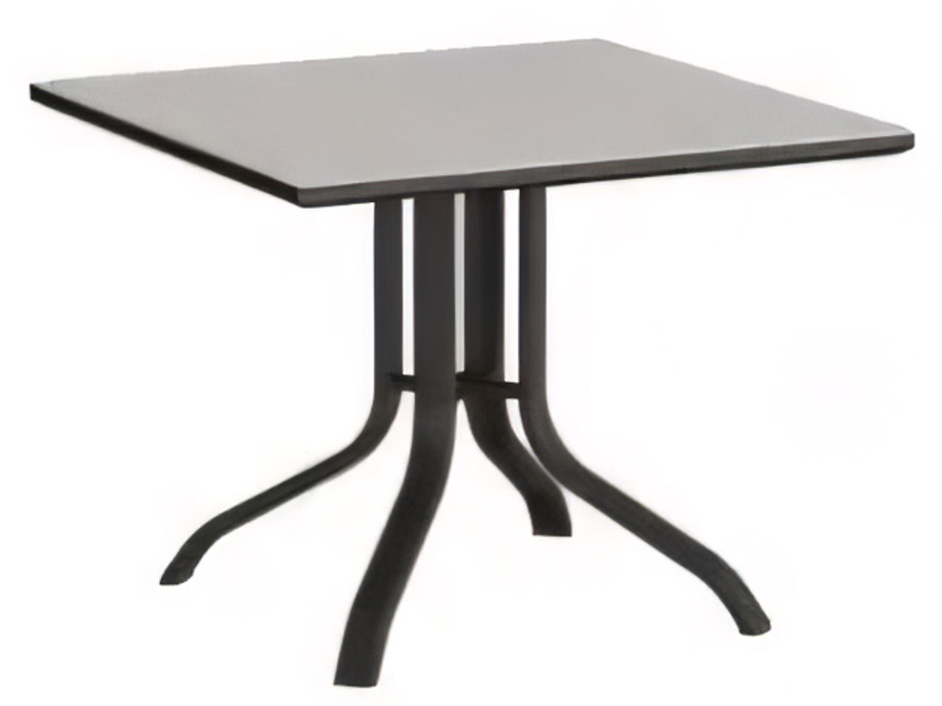 Horizon Solid Aluminum Square Metal Patio Dining Table with Umbrella Hole