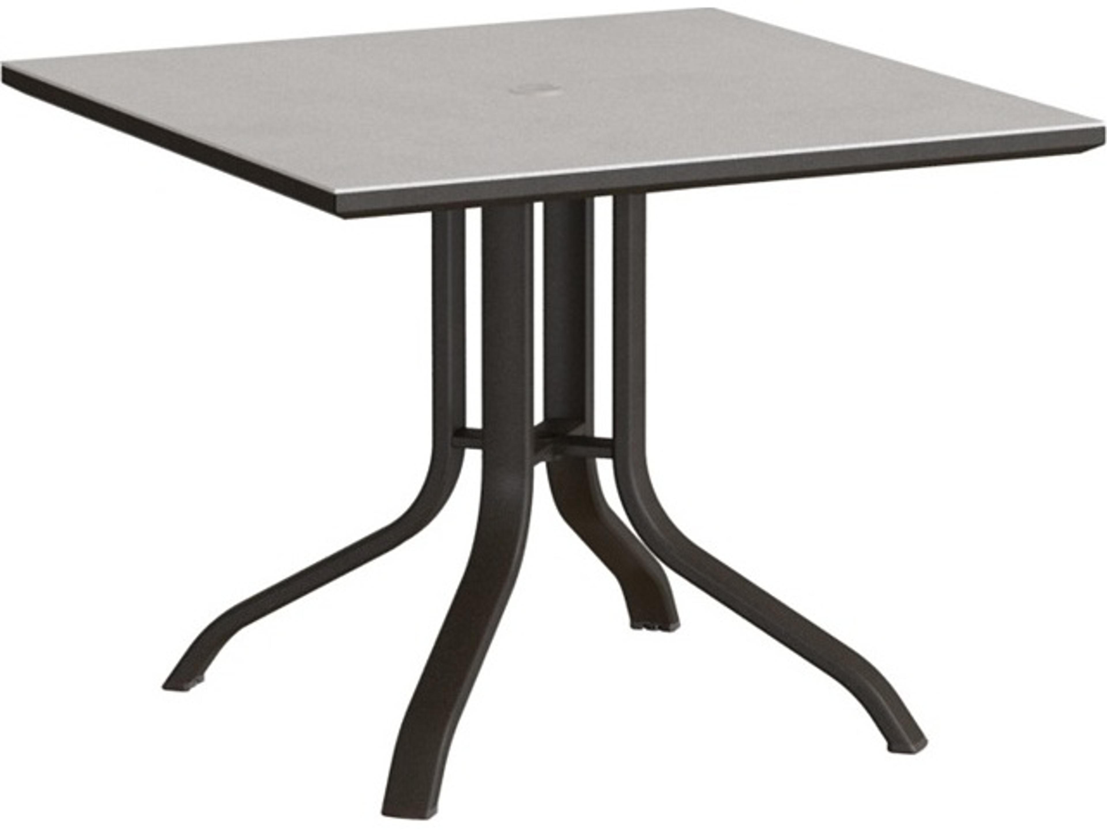 Horizon Solid Aluminum 36" Square KD Pedestal Dining Table with Umbrella Hole