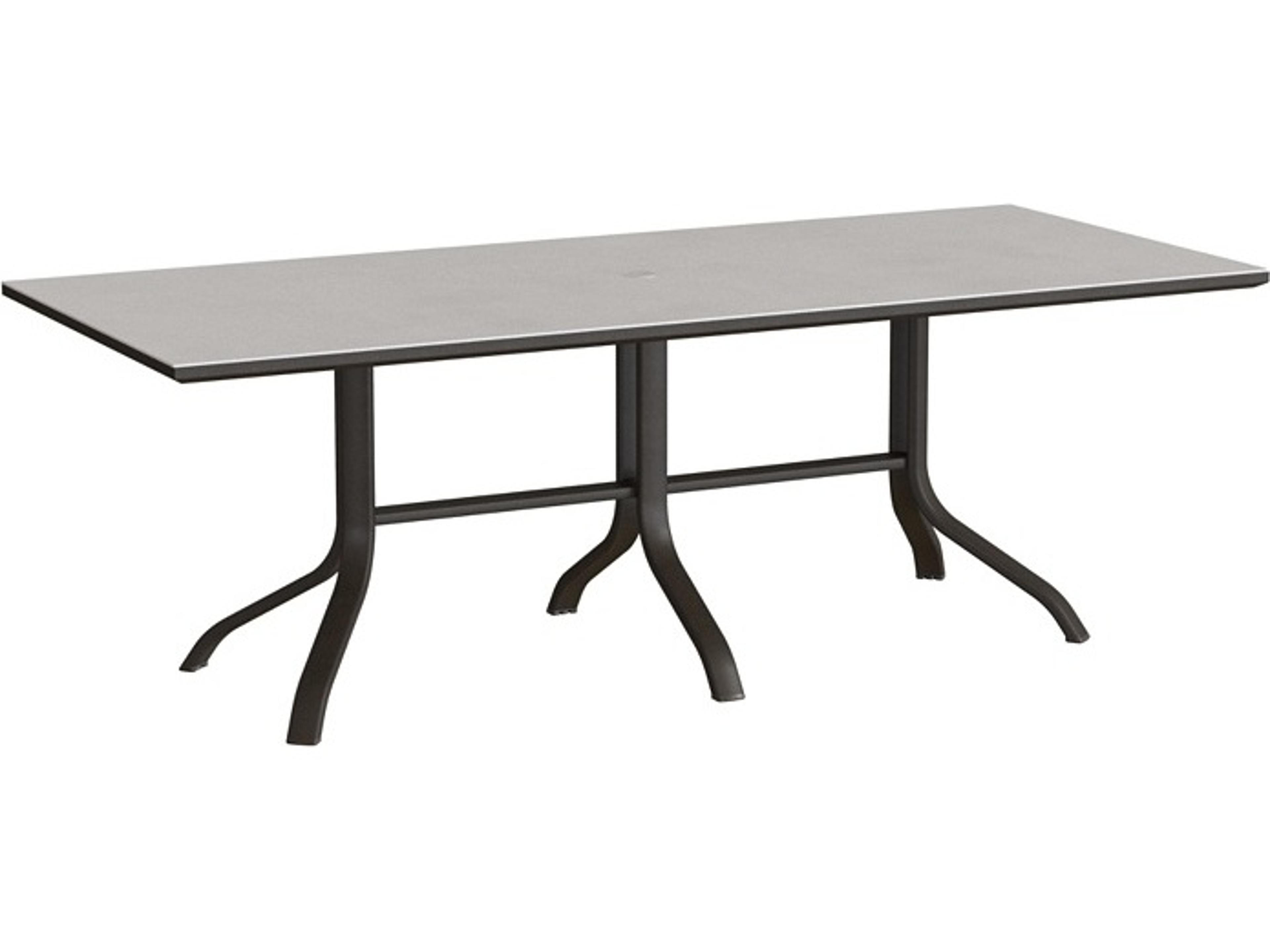 Horizon Solid Aluminum 85" x 36" Rectangular KD Pedestal Dining Table with Umbrella Hole