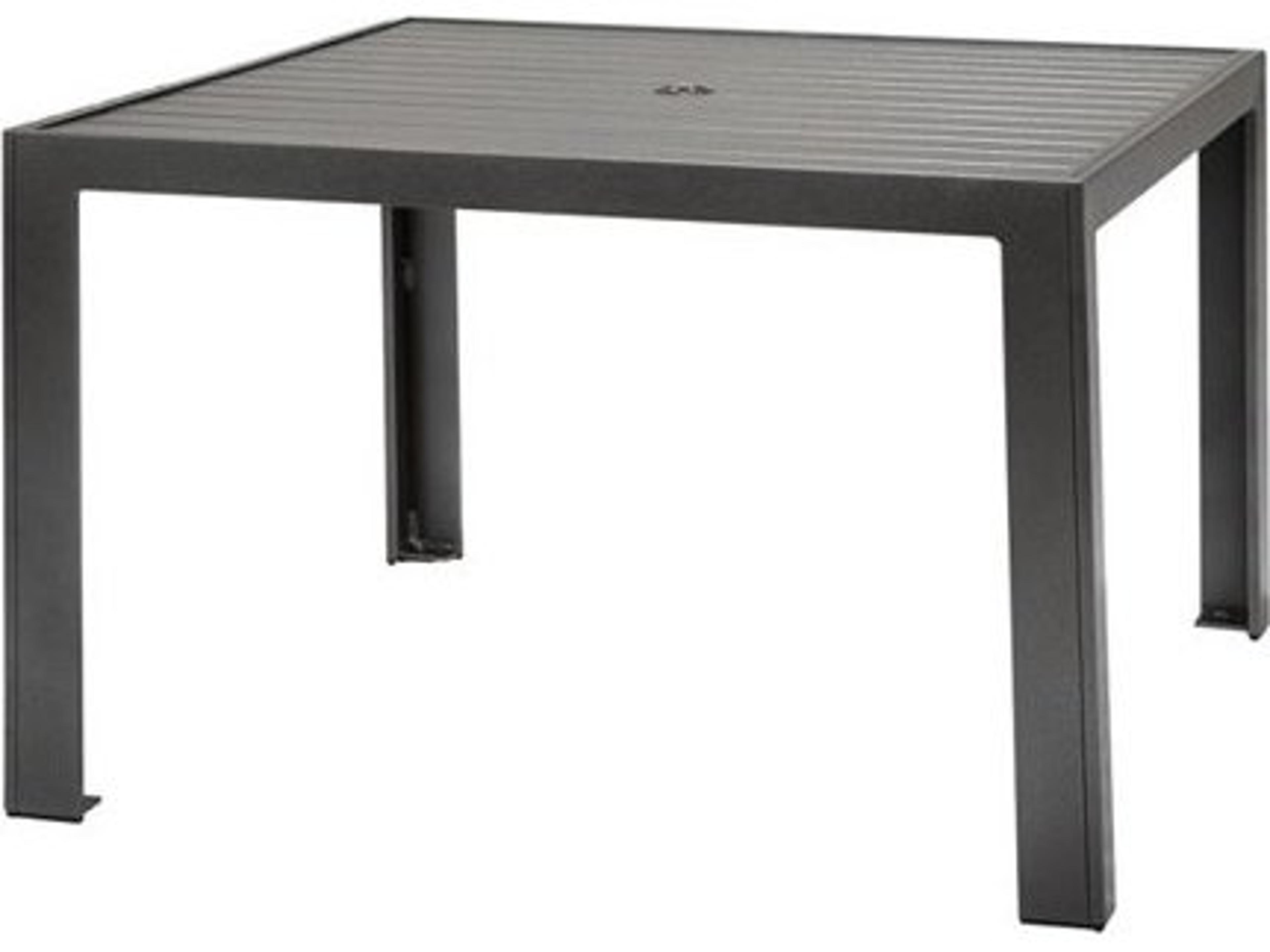 Aluminum Slat Square Outdoor Dining Table with Umbrella Hole