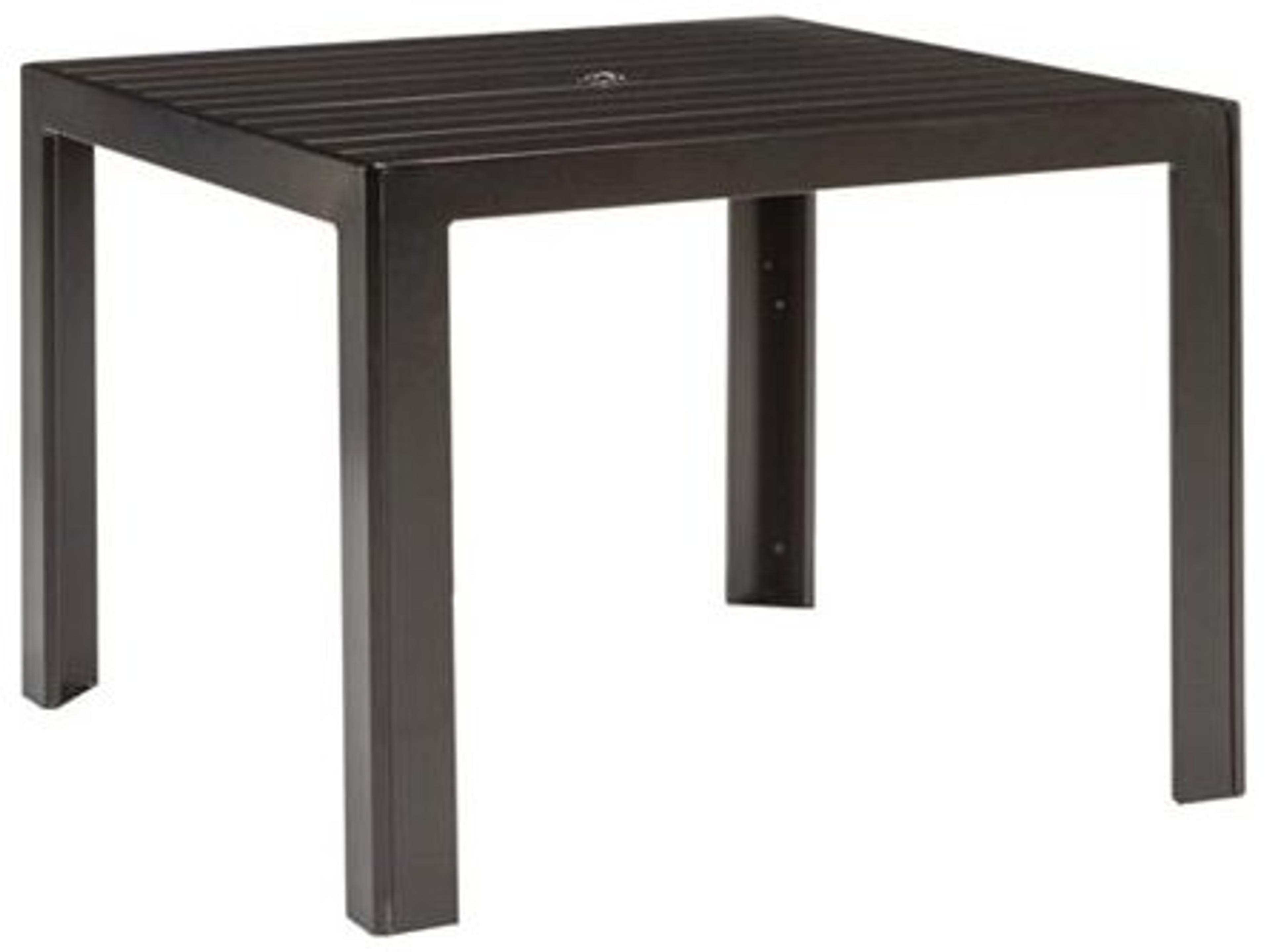 Aluminum Slat Square Patio Dining Table with Umbrella Hole