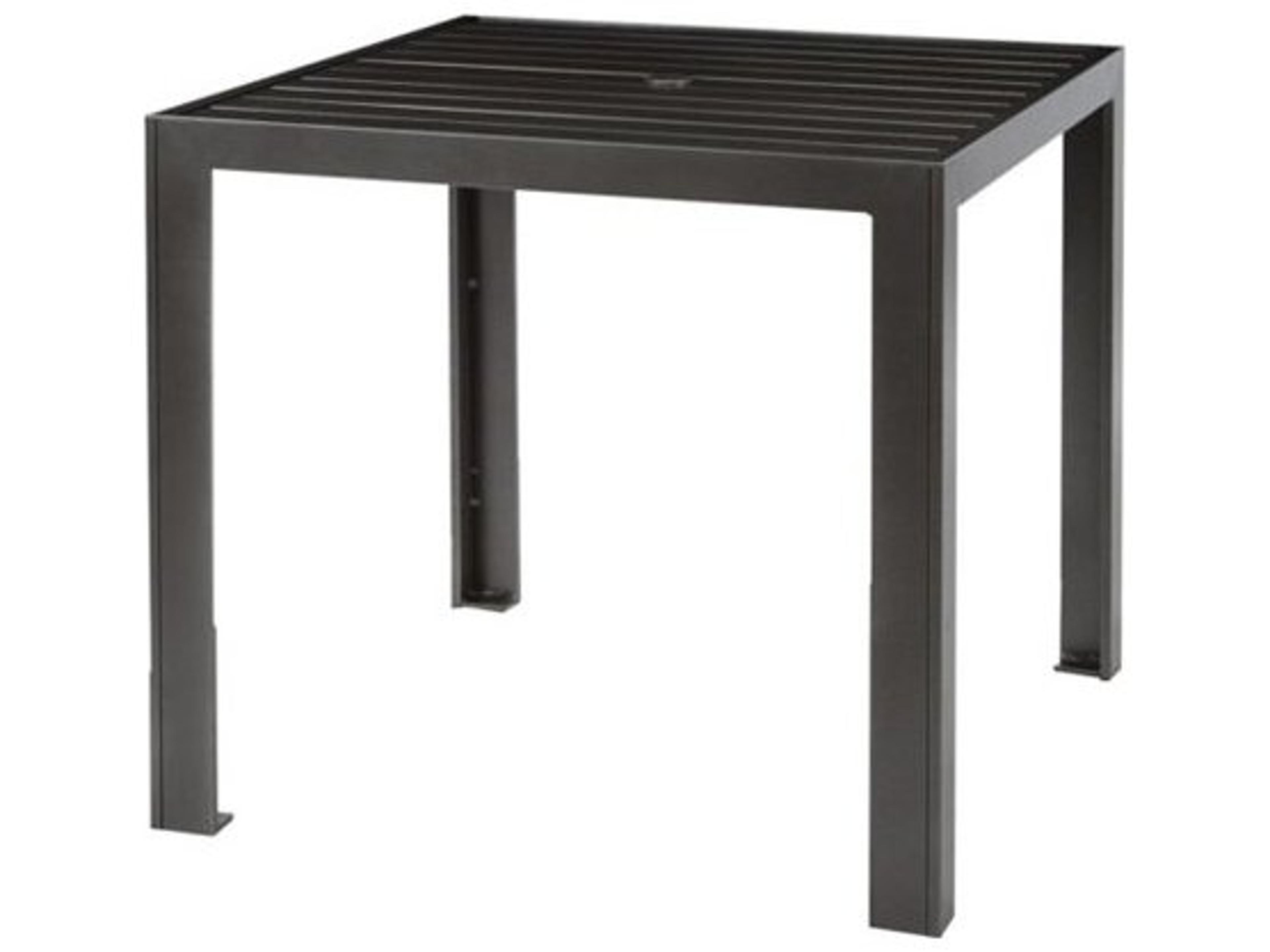 Aluminum Slat Square Outdoor Patio Counter Table with Umbrella Hole