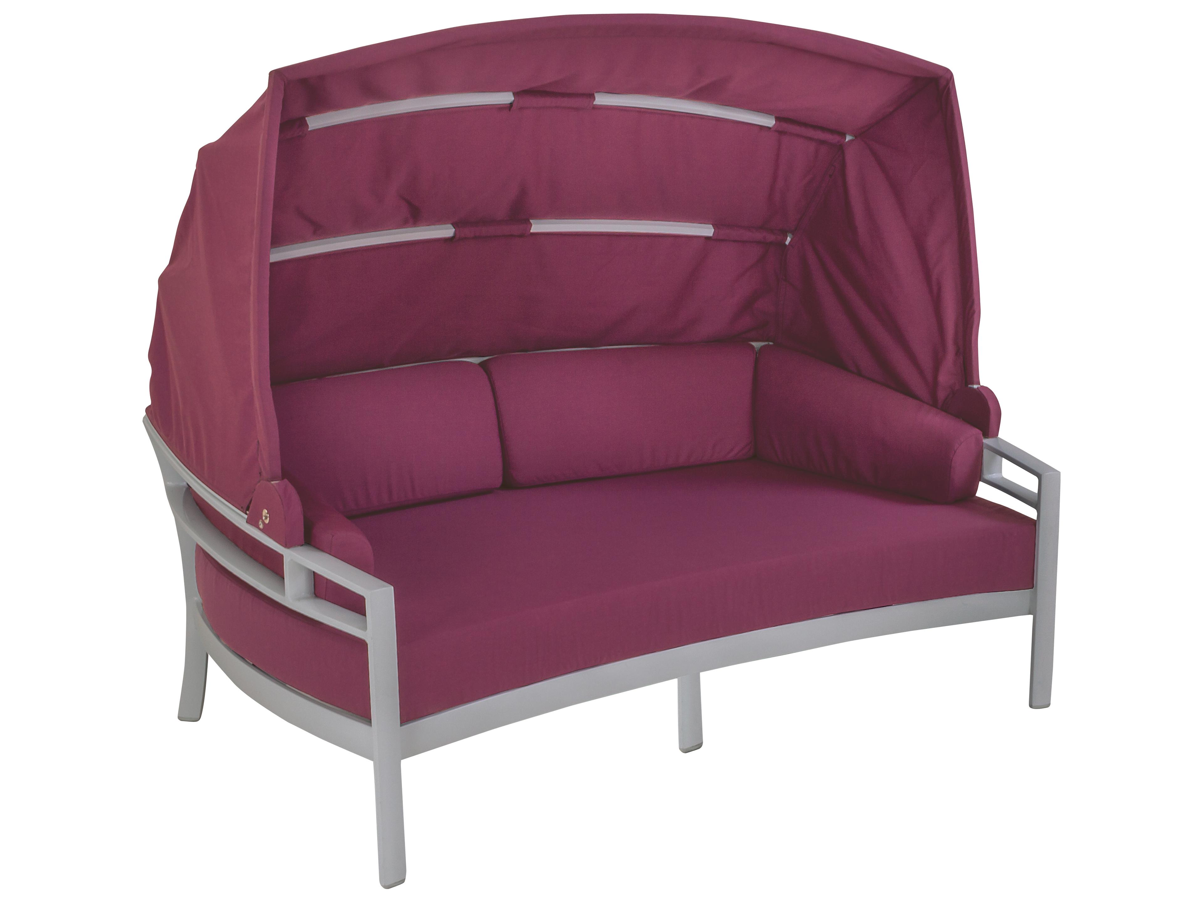 Kor Cushion Aluminum Lounger Patio Loveseat with Shade