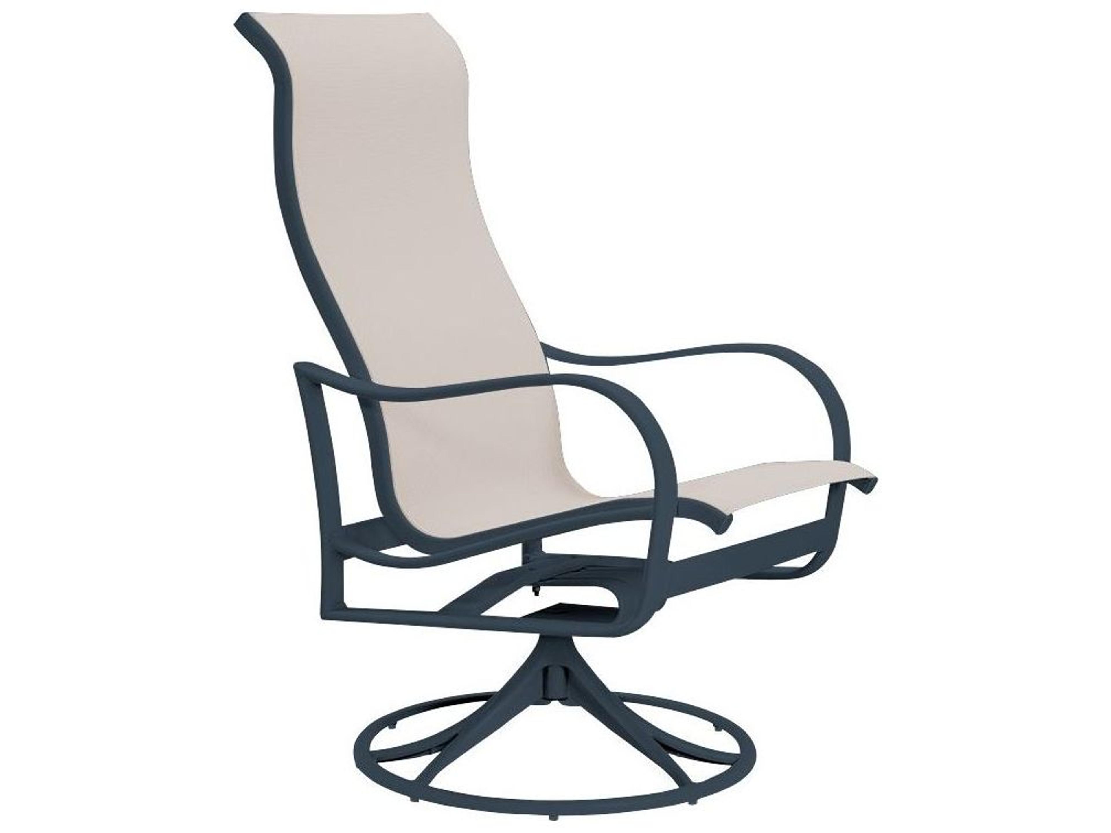 Tropitone Shoreline Sling Aluminum High Back Swivel Rocker Outdoor Dining Arm Chair