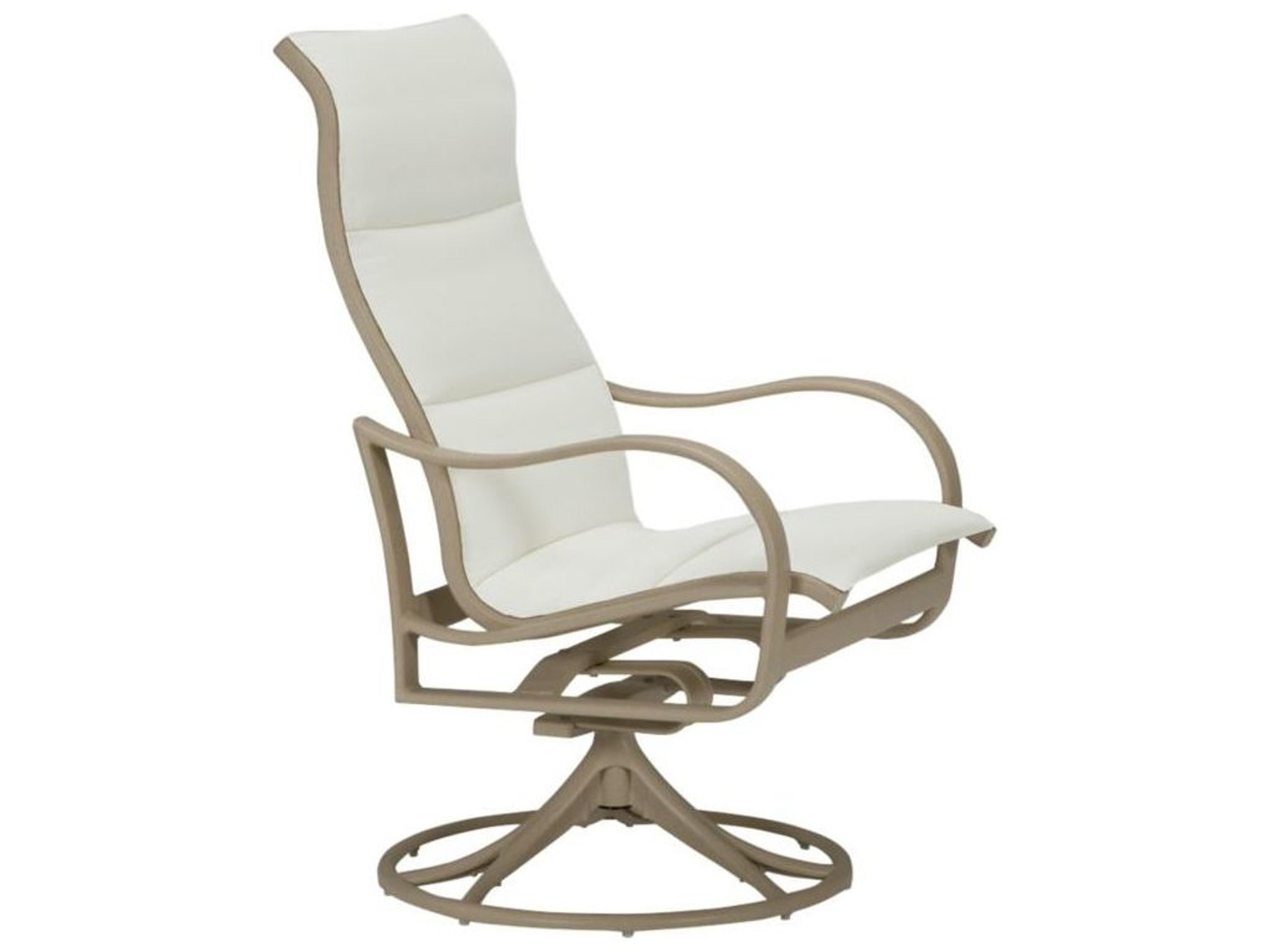 Shoreline Padded Sling Aluminum High Back Swivel Rocker Outdoor Patio Dining Arm Chair