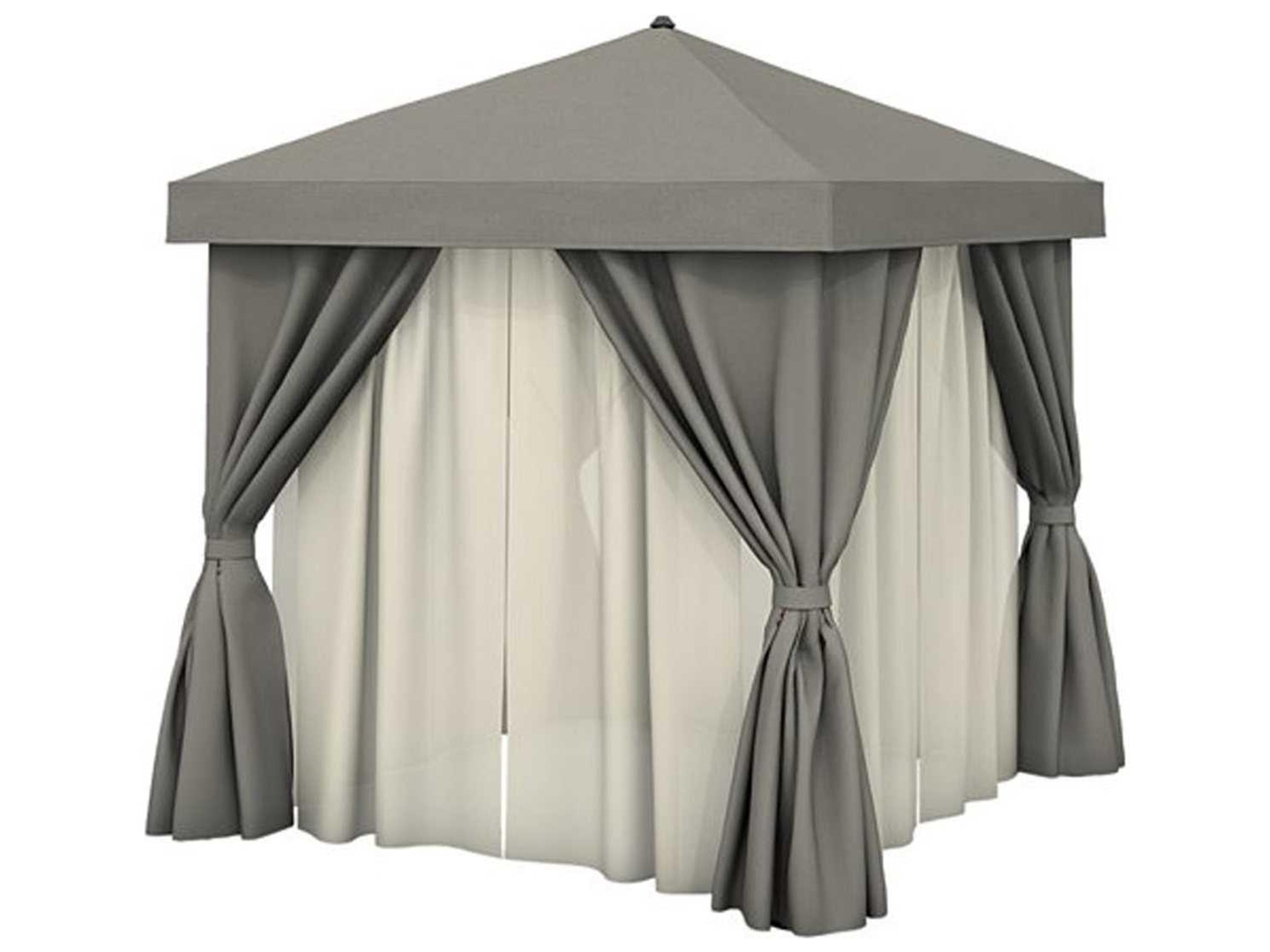 Cabana Pavilion Aluminum 10 Foot Square with Fabric Curtains and Sheer Curtain Rods (no vent)