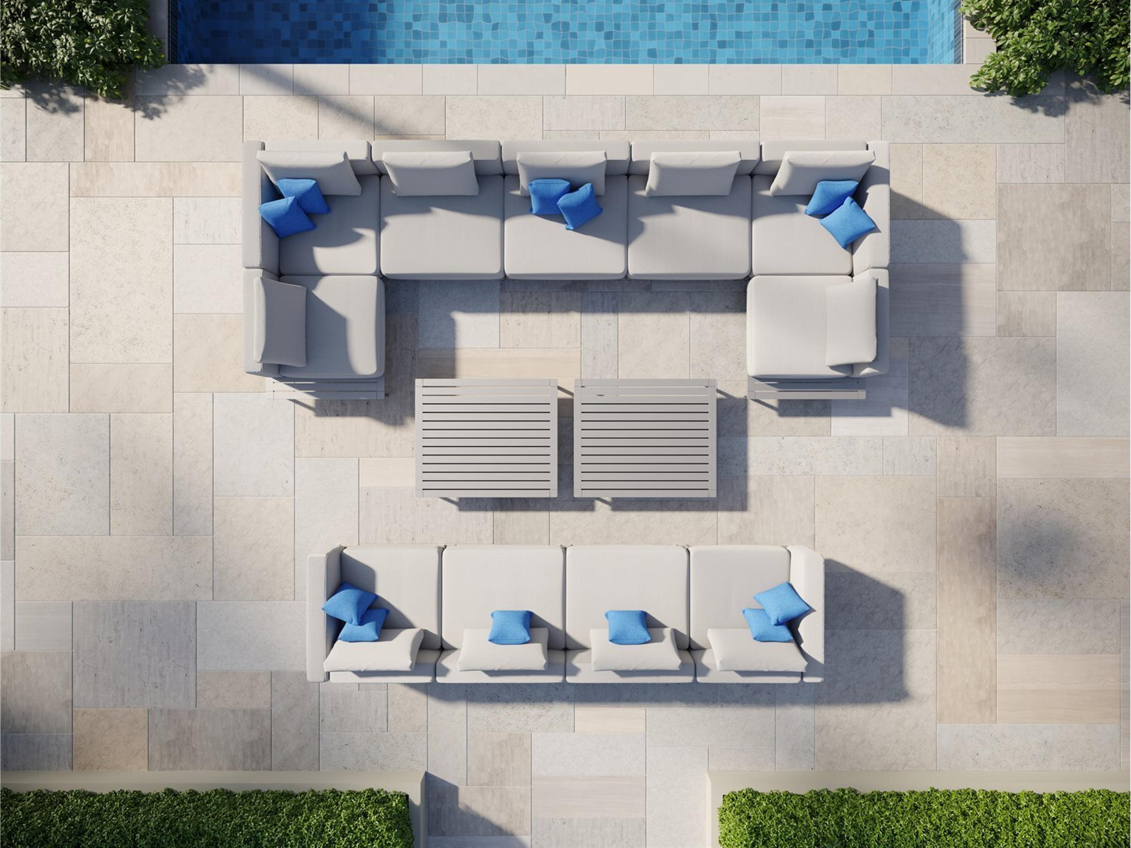 Platform Cushion Aluminum Sectional Lounge Set