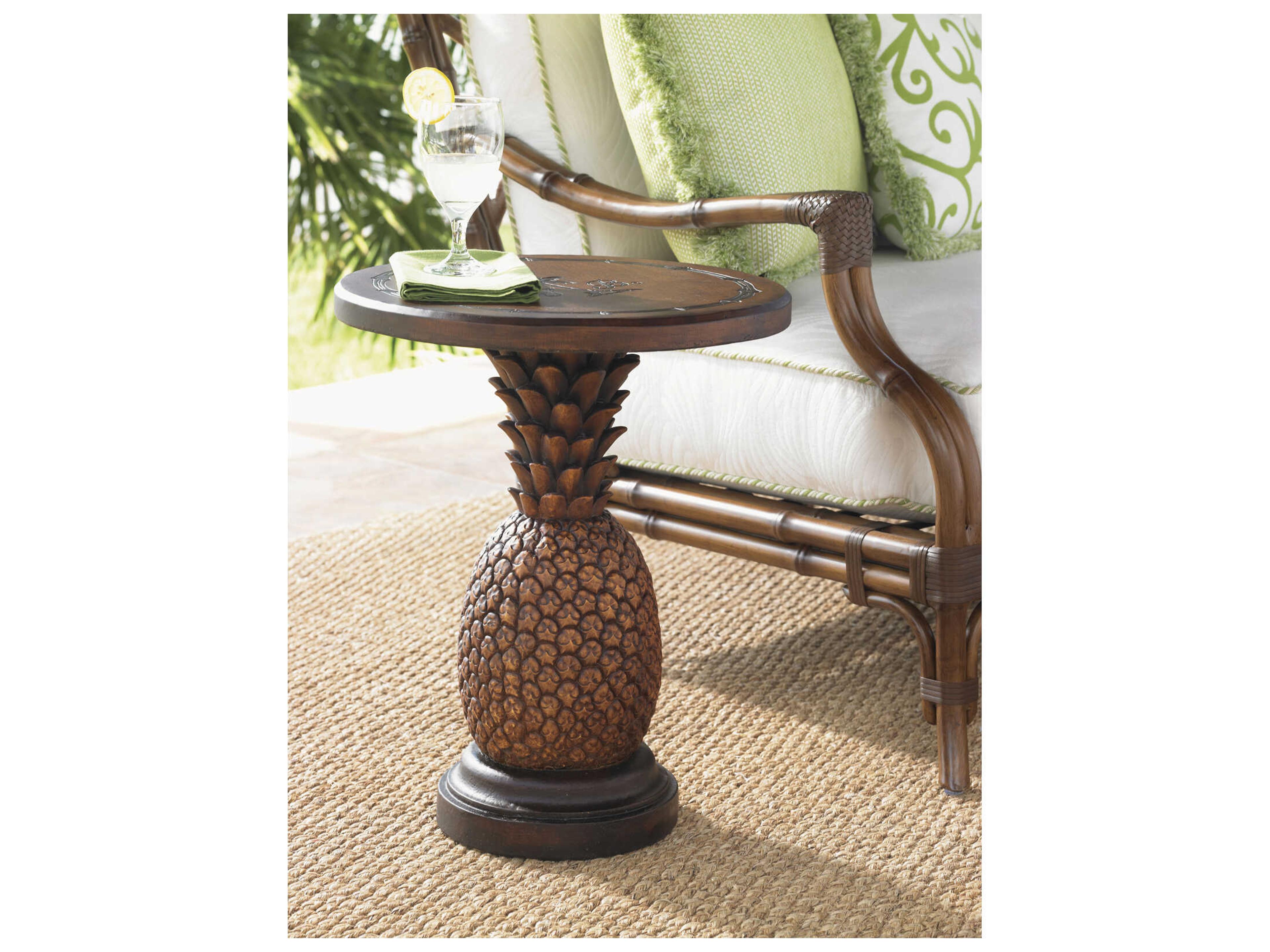 Tommy Bahama Outdoor Alfresco Living Aluminum Pineapple Table Round End Table