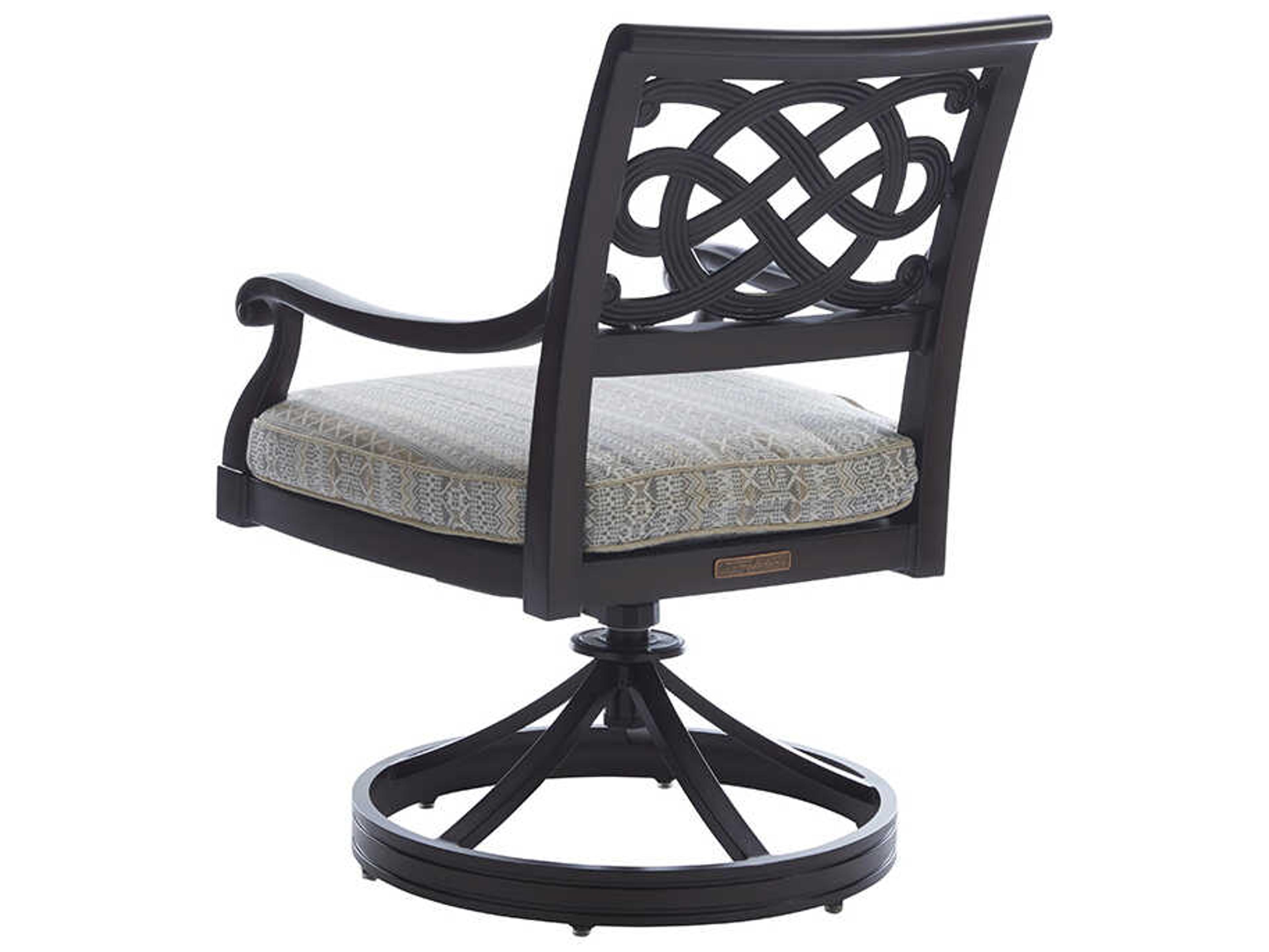 Tommy Bahama Outdoor Black Sands Cast Aluminum Cushion Swivel Rocker Dining Arm Chair