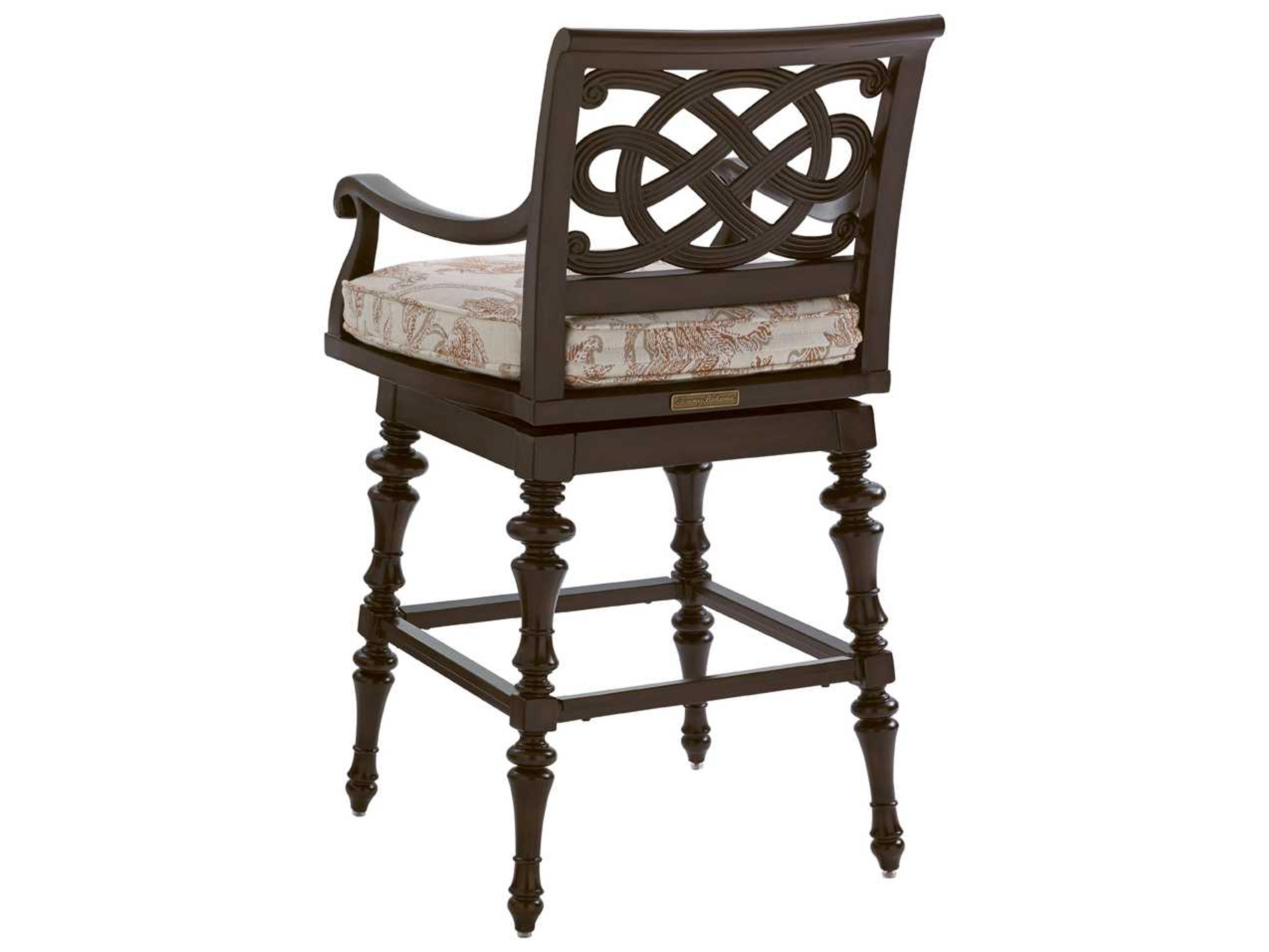 Tommy Bahama Outdoor Black Sands Cast Aluminum Cushion Swivel Bar Stool