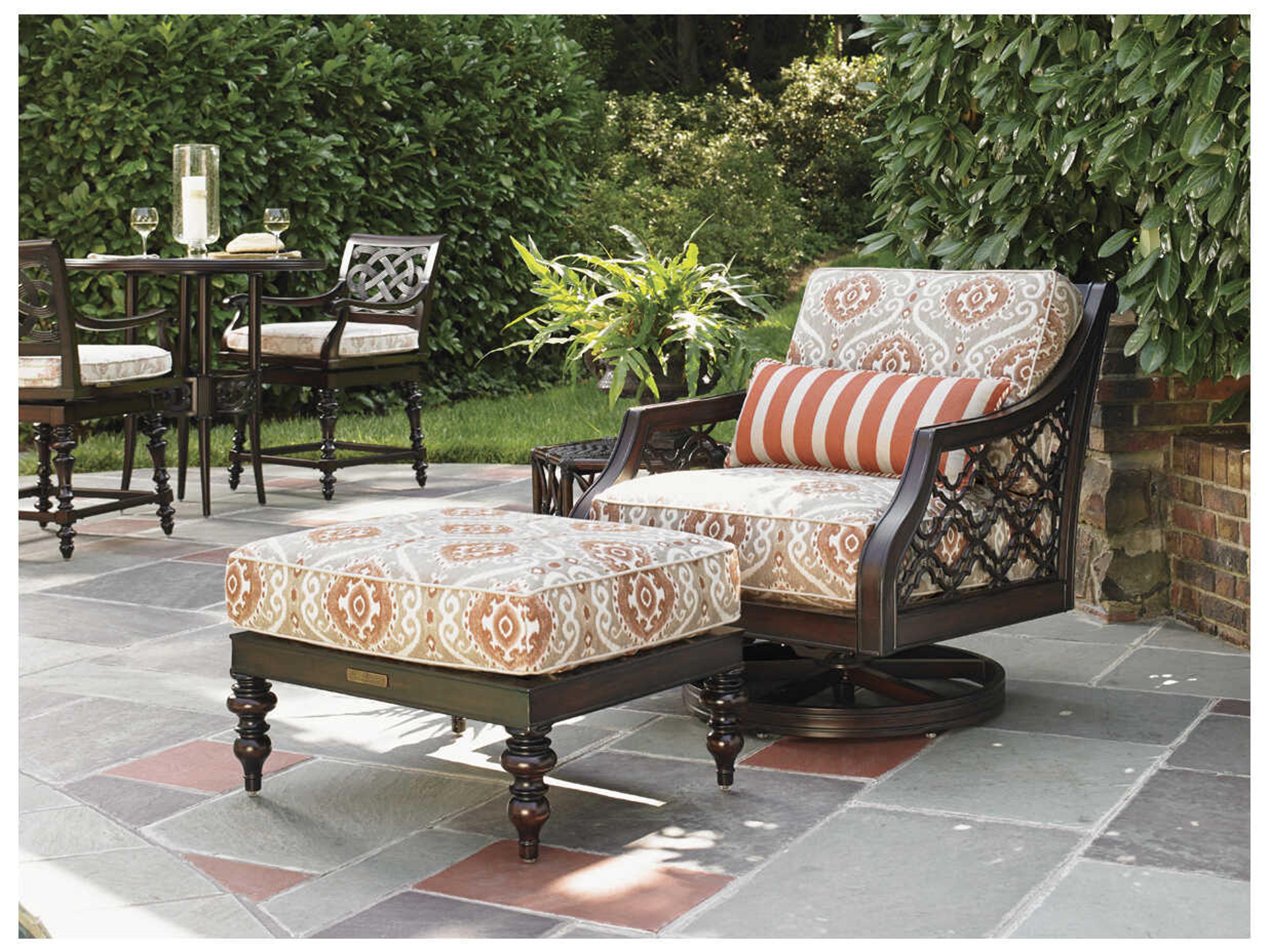 Tommy Bahama Outdoor Black Sands Cast Aluminum Cushion Ottoman in Fabric 7658-51