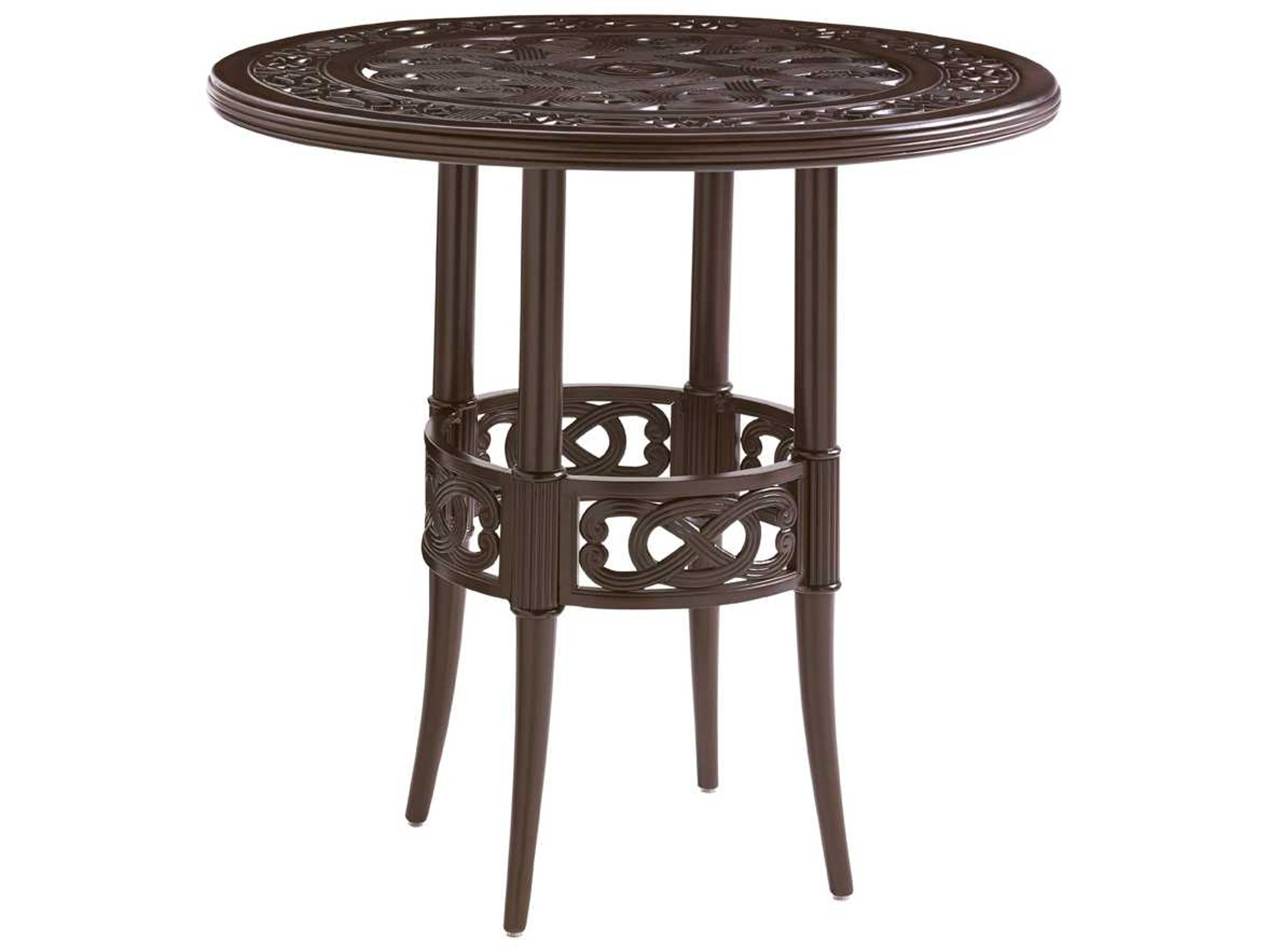 Tommy Bahama Outdoor Black Sands Cast Aluminum Round Bistro Bar Table