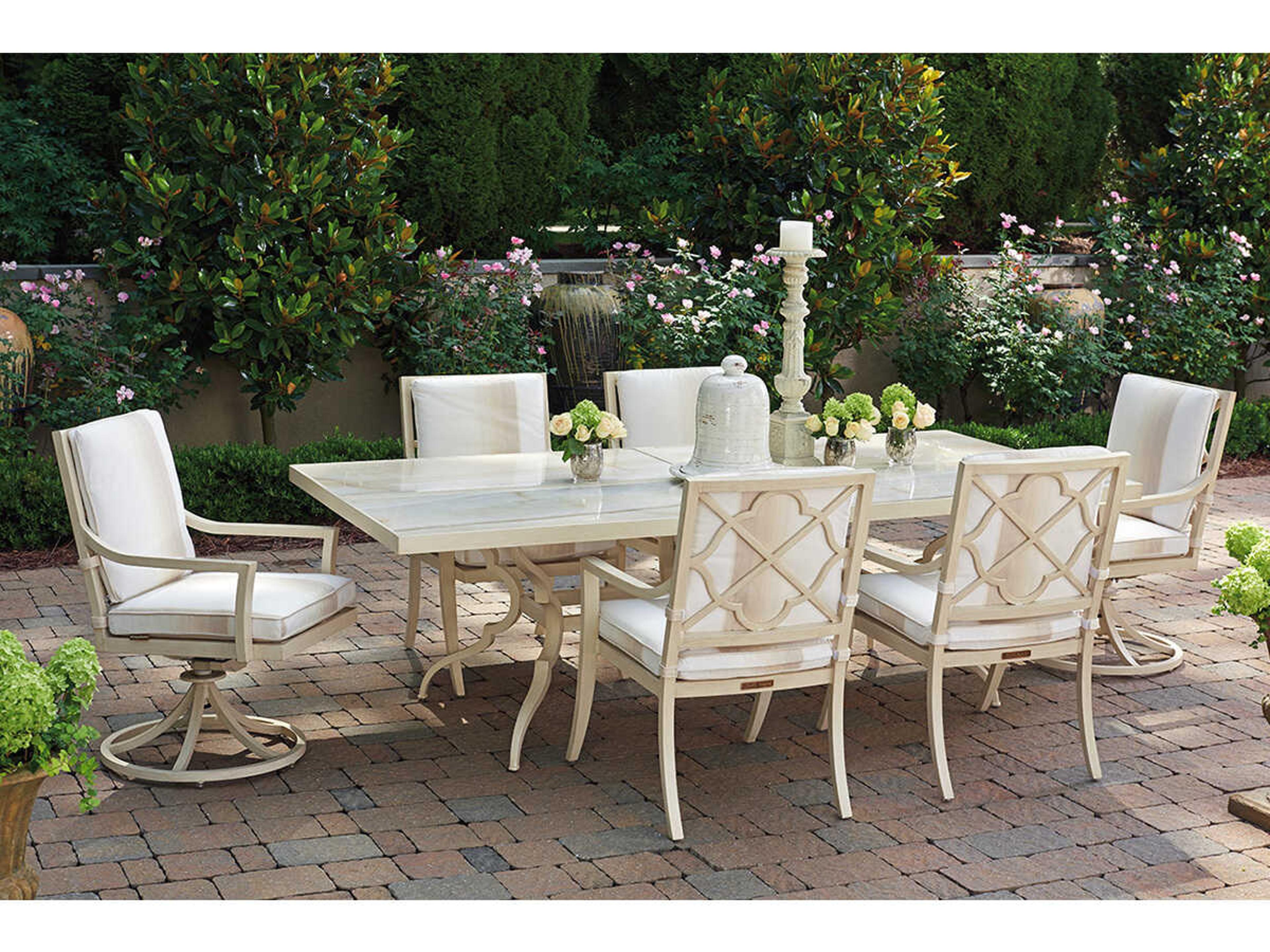 Tommy Bahama Outdoor Misty Garden Cast Aluminum Rectangular Porcelain Top Dining Table
