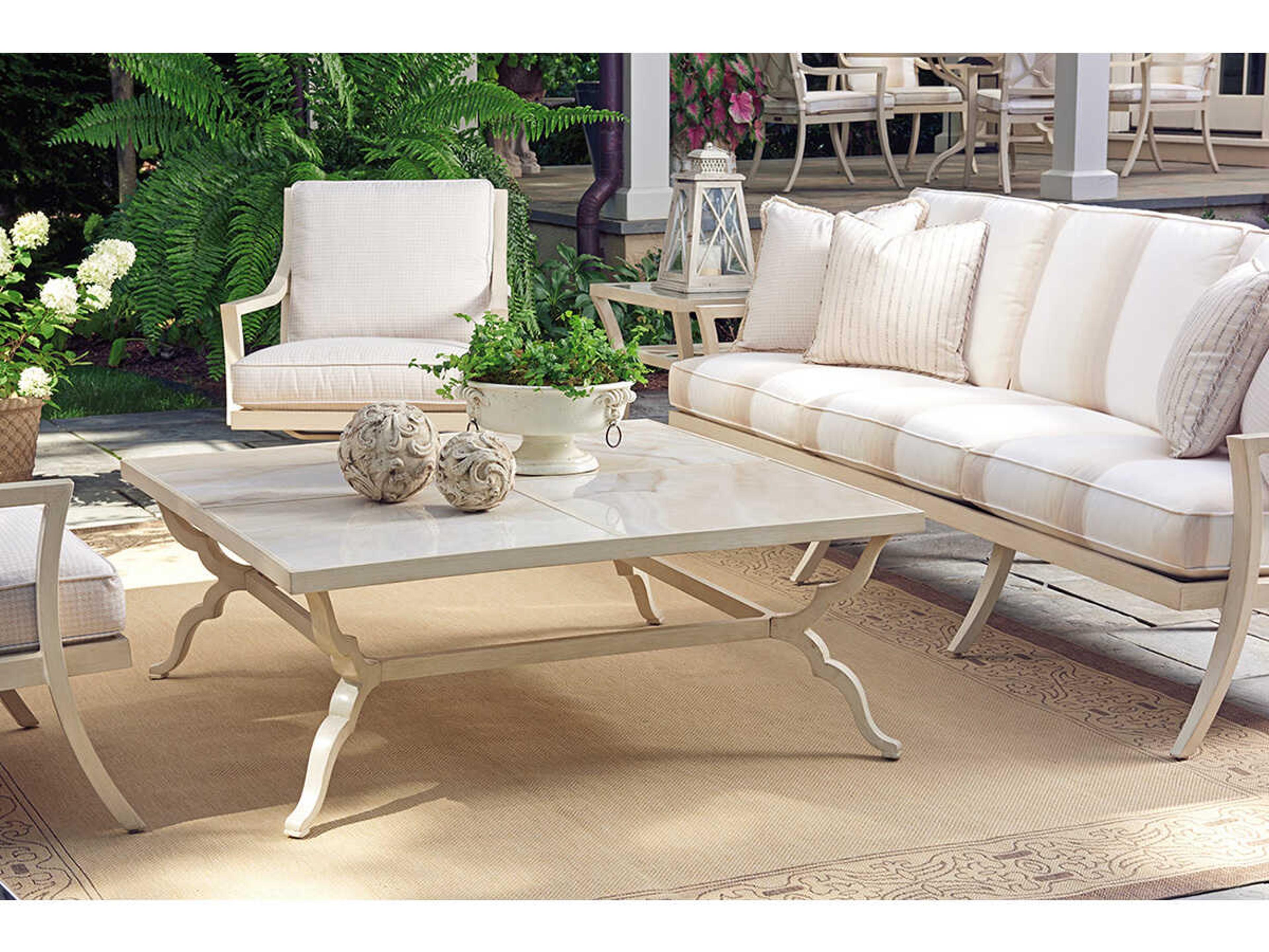 Tommy Bahama Outdoor Misty Garden Cast Aluminum Square Porcelain Top Coffee Table