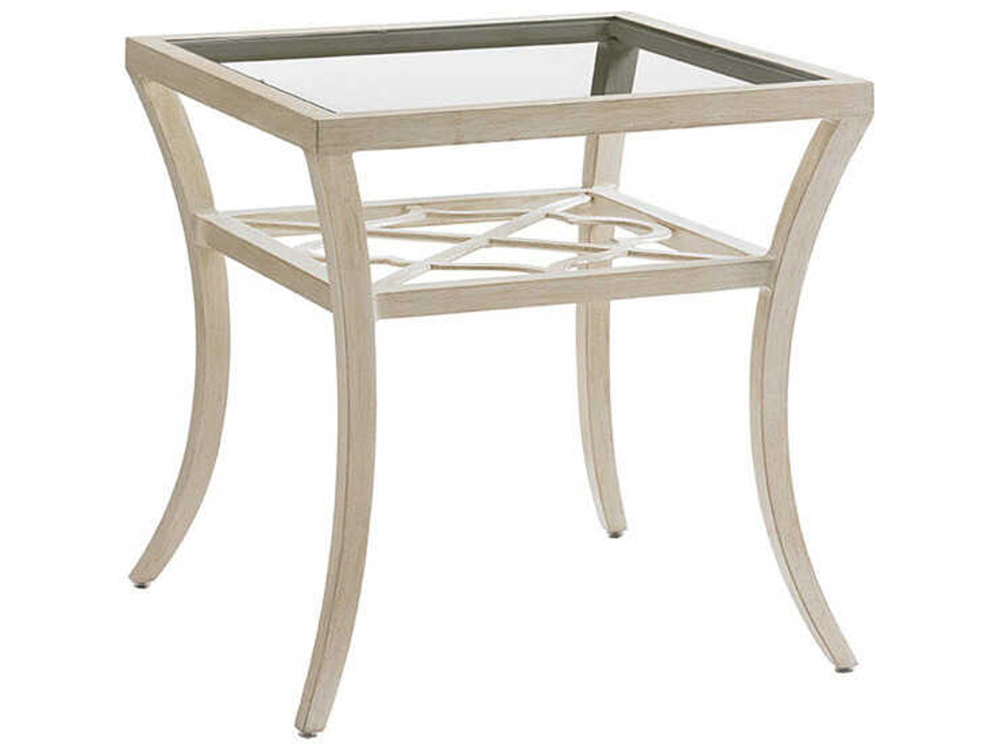 Misty Garden Cast Aluminum Square End Table with Inset Glass Top