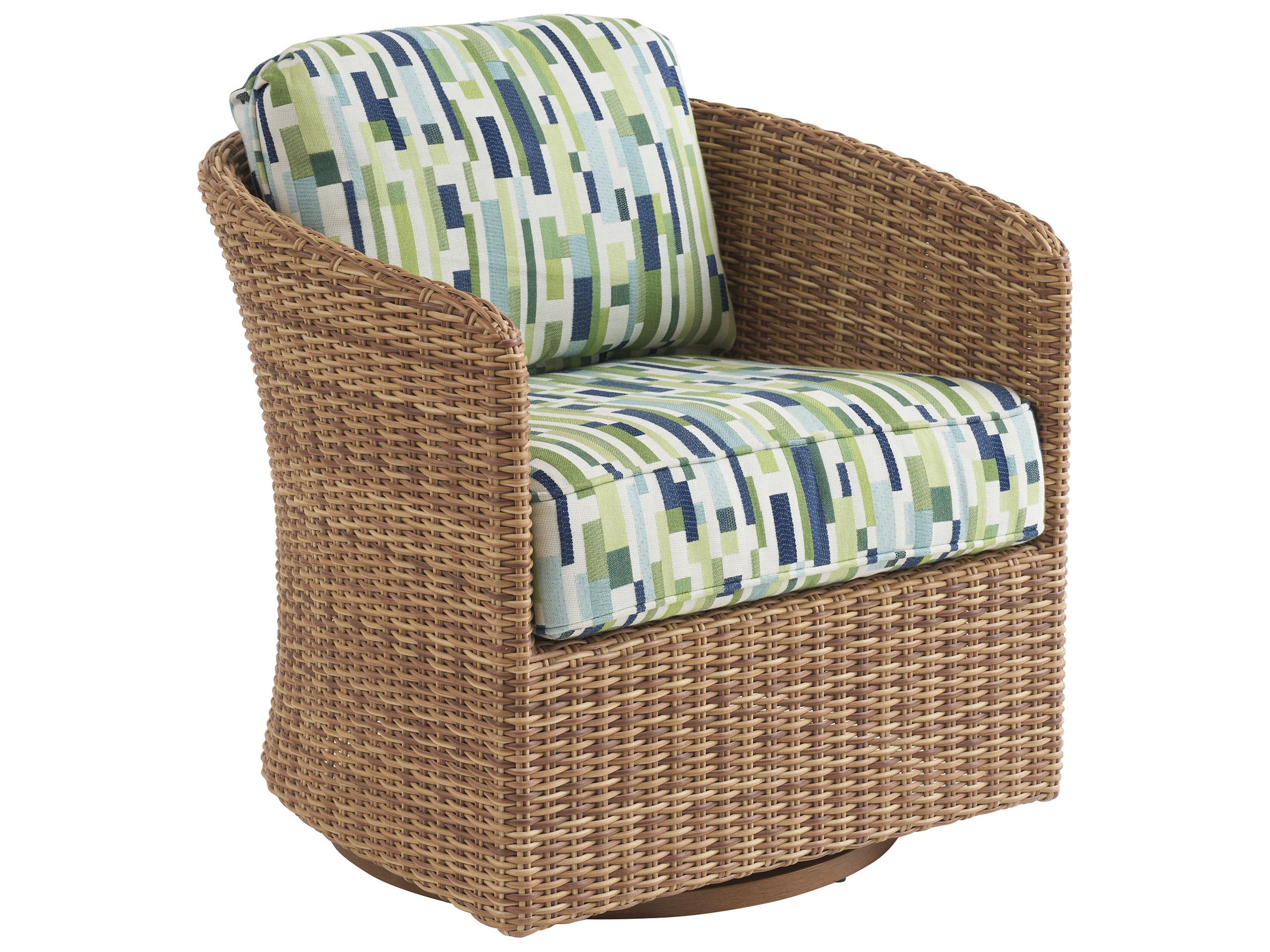 Palm Desert Poolside Wicker Swivel Occassional Chair