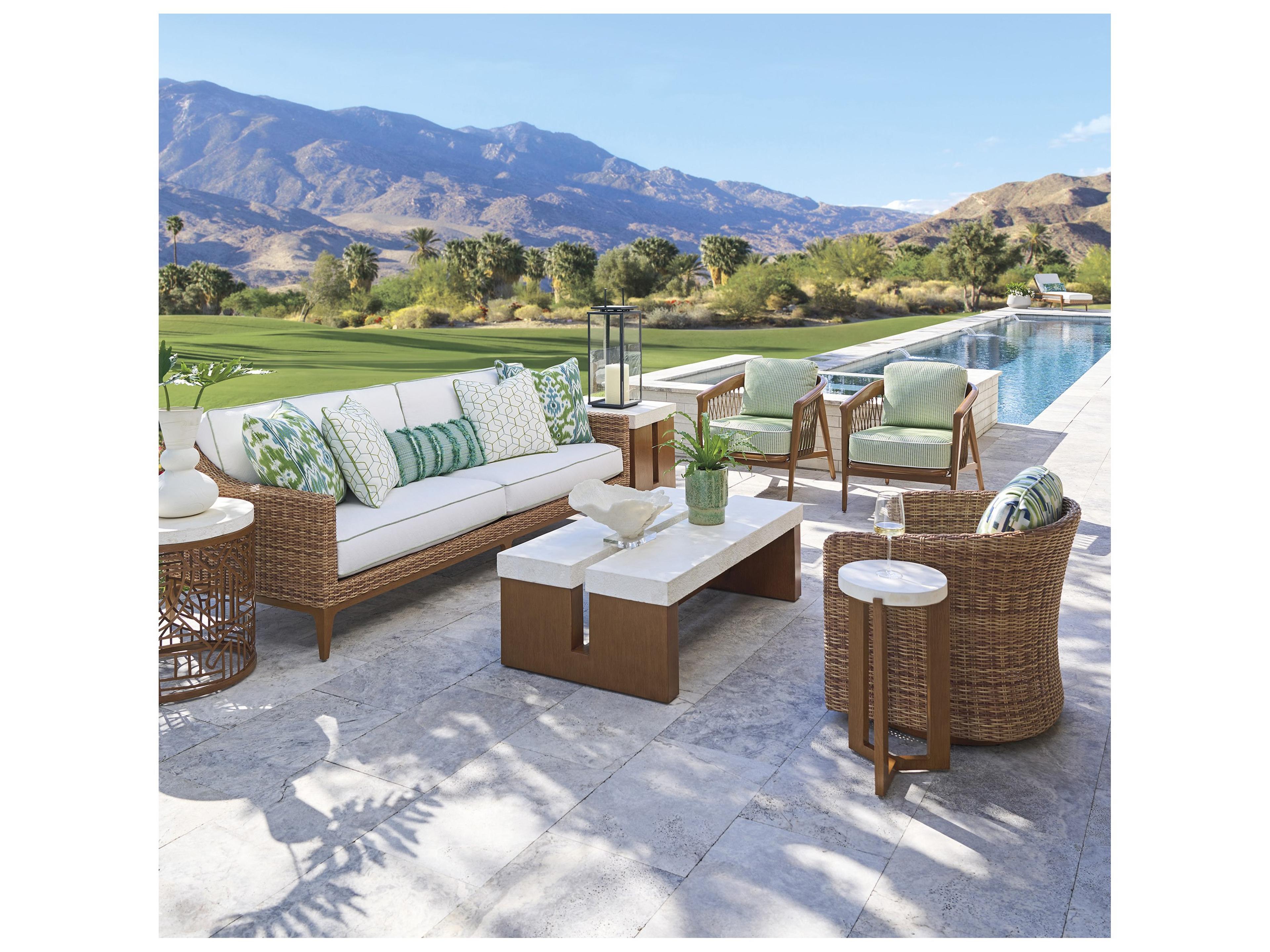 Tommy Bahama Outdoor Palm Desert Poolside Wicker Swivel Occassional Chair