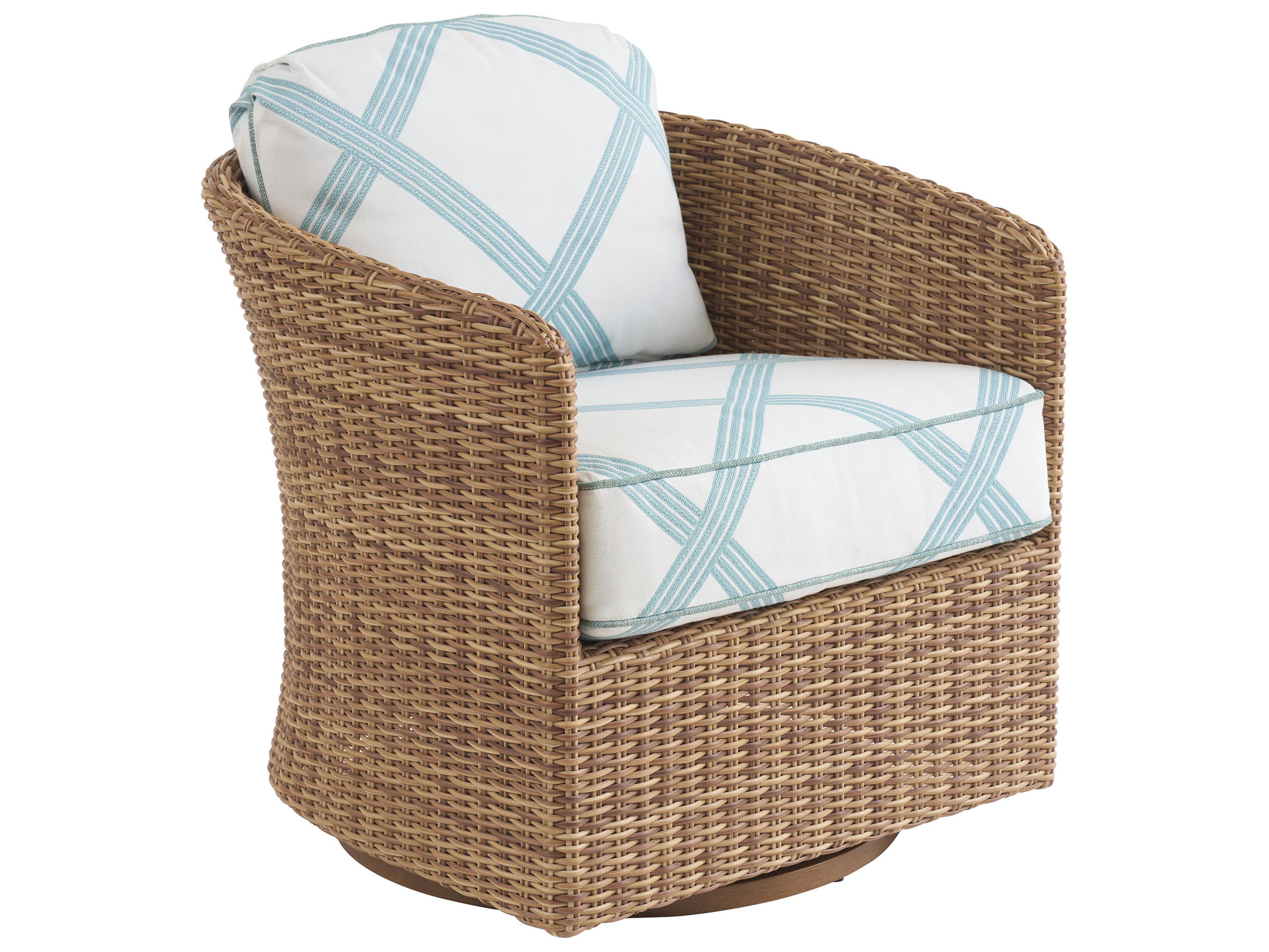 Palm Desert Poolside Wicker Swivel Occassional Chair