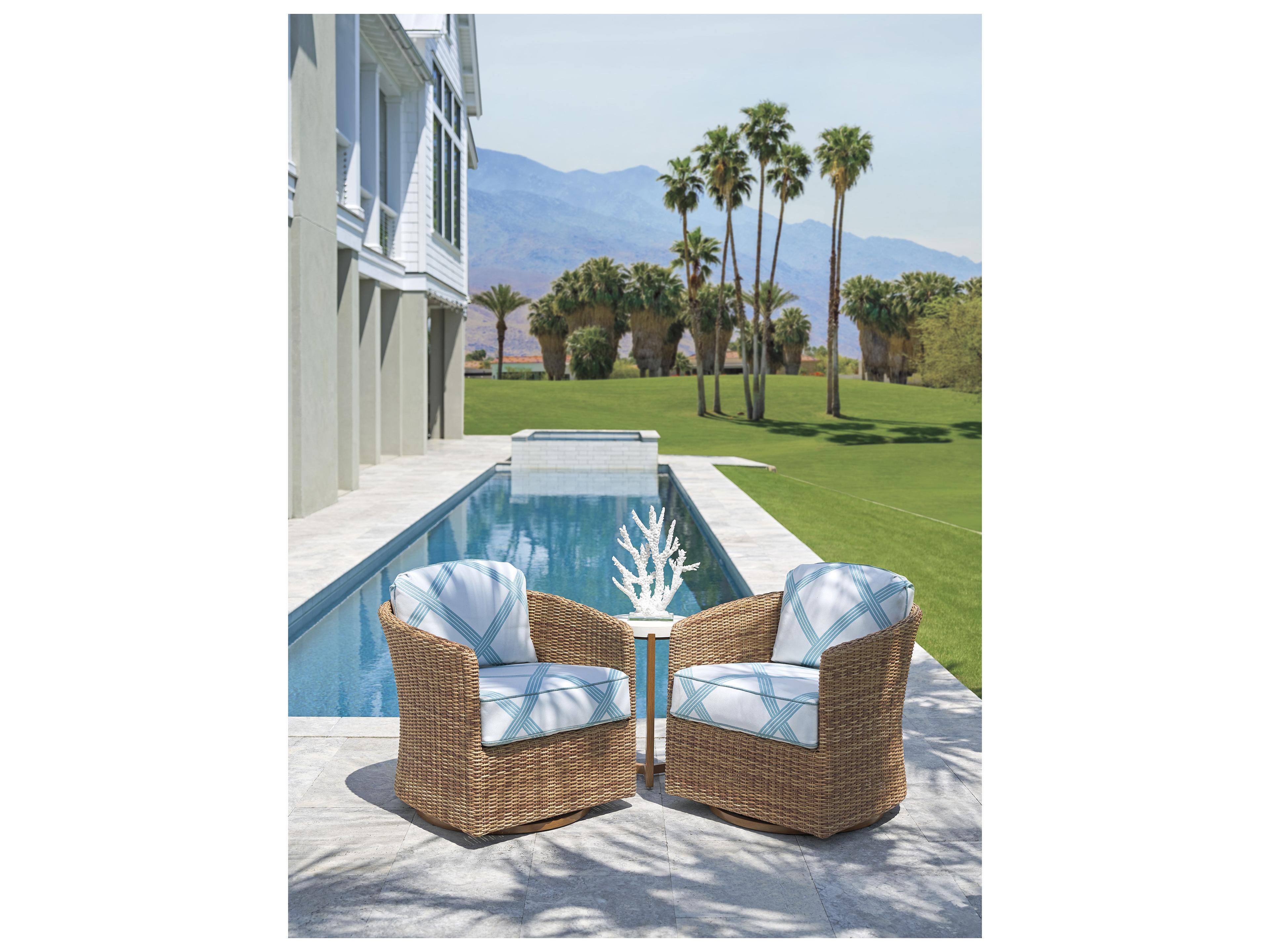 Tommy Bahama Outdoor Palm Desert Poolside Wicker Swivel Occassional Chair