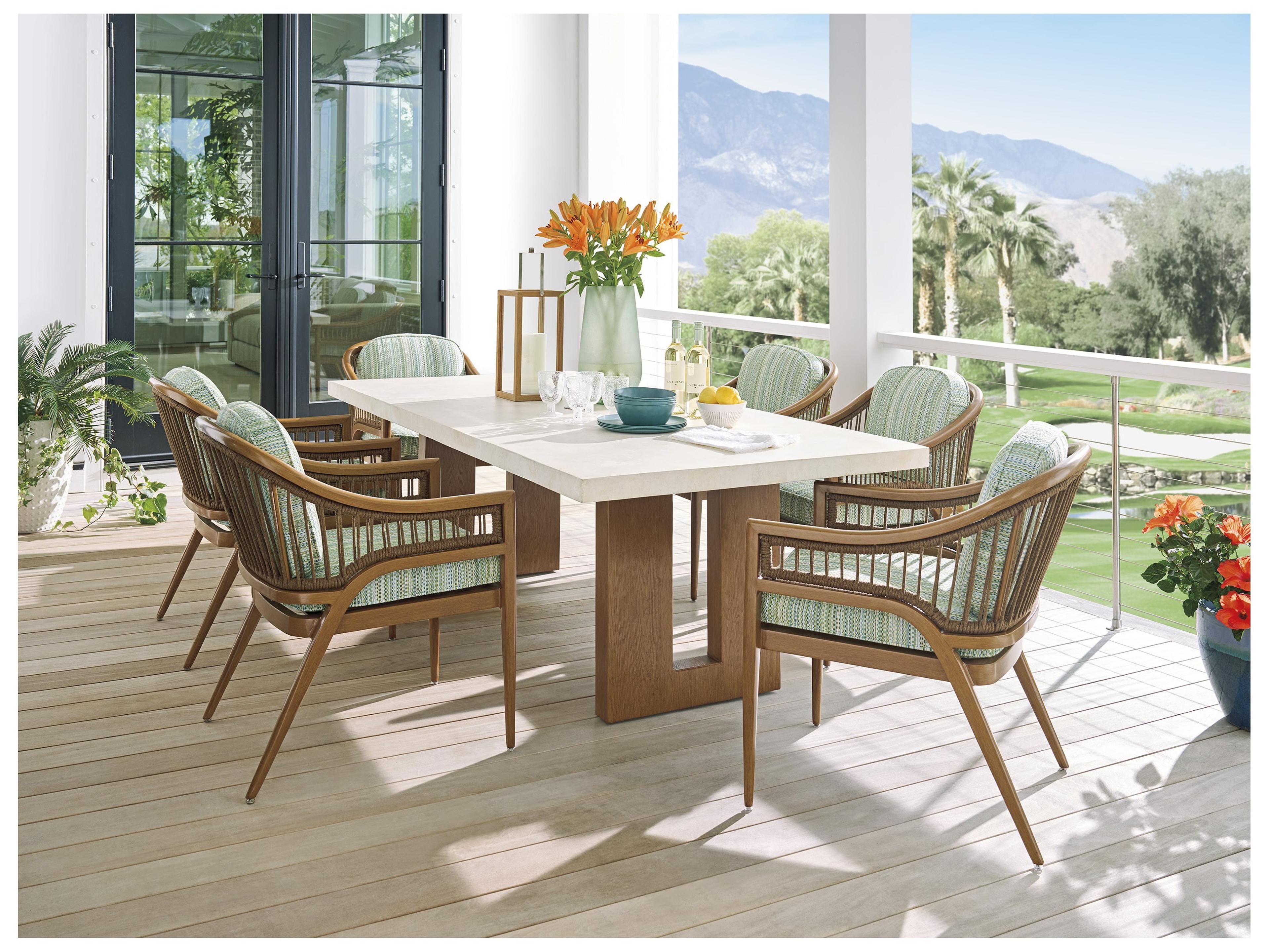 Tommy Bahama Outdoor Palm Desert Poolside Aluminum 88" x 42" Rectangular Dining Table with Umbrella Hole