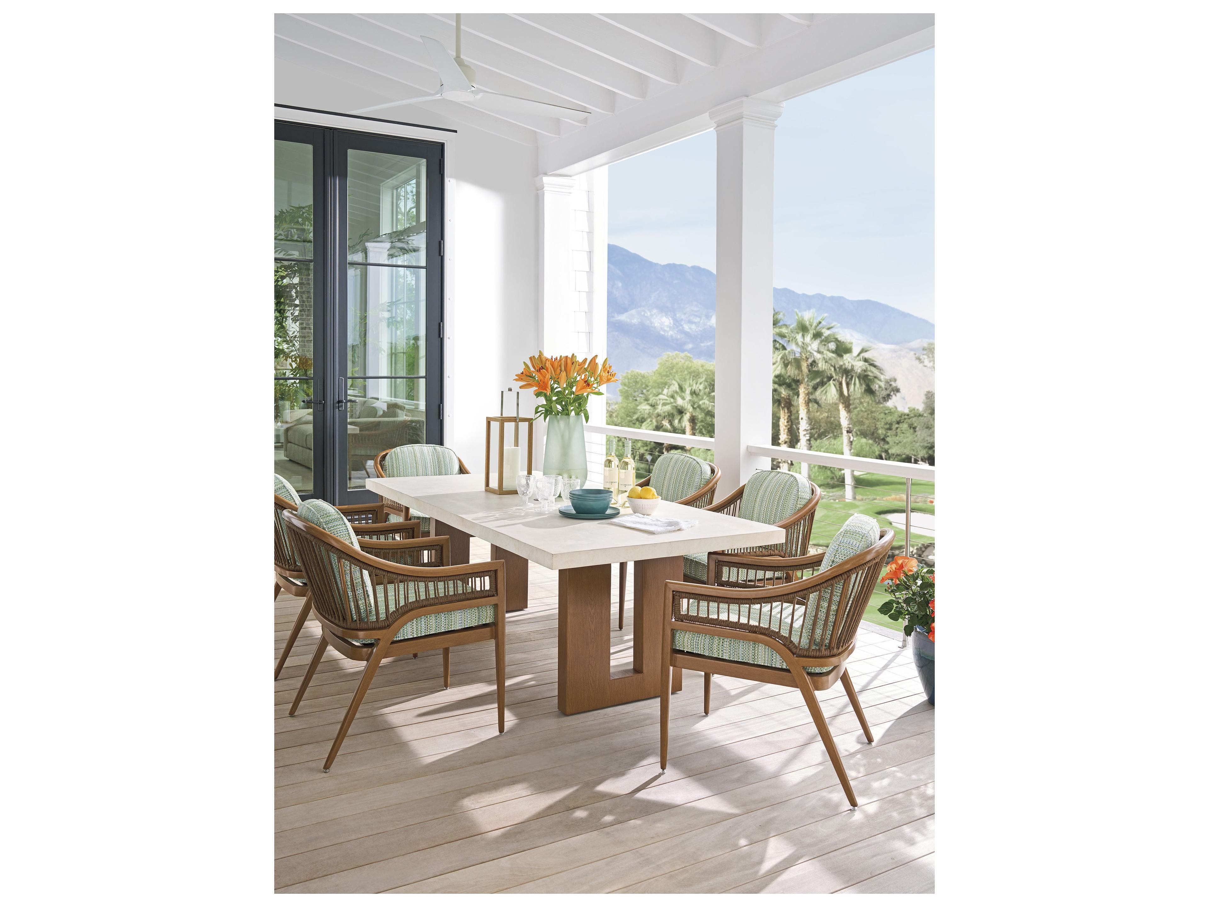 Tommy Bahama Outdoor Palm Desert Poolside Aluminum 88" x 42" Rectangular Dining Table with Umbrella Hole