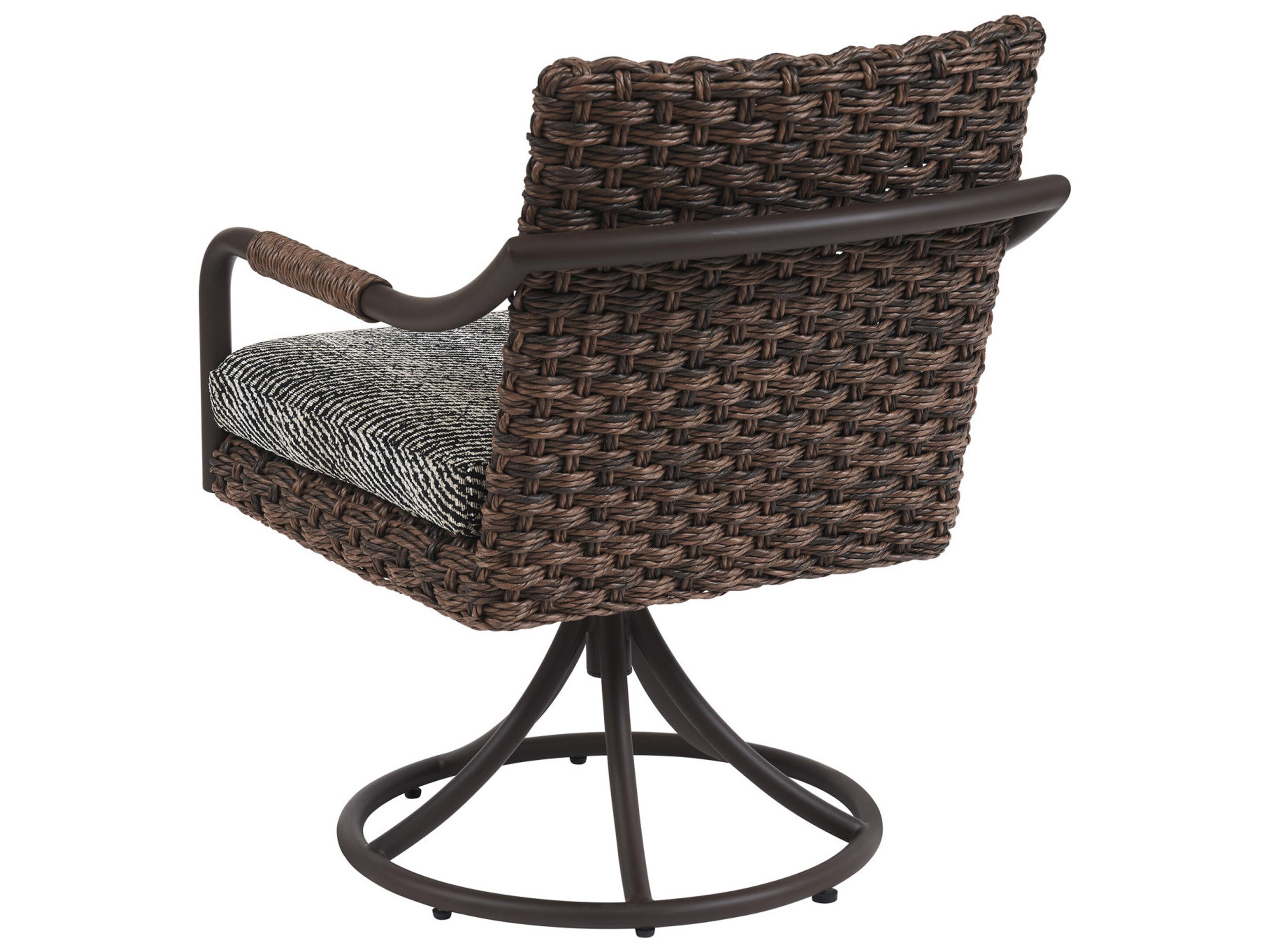 Tommy Bahama Outdoor Kilimanjaro Wicker Rich Tobacco Swivel Rocker Dining Arm Chair