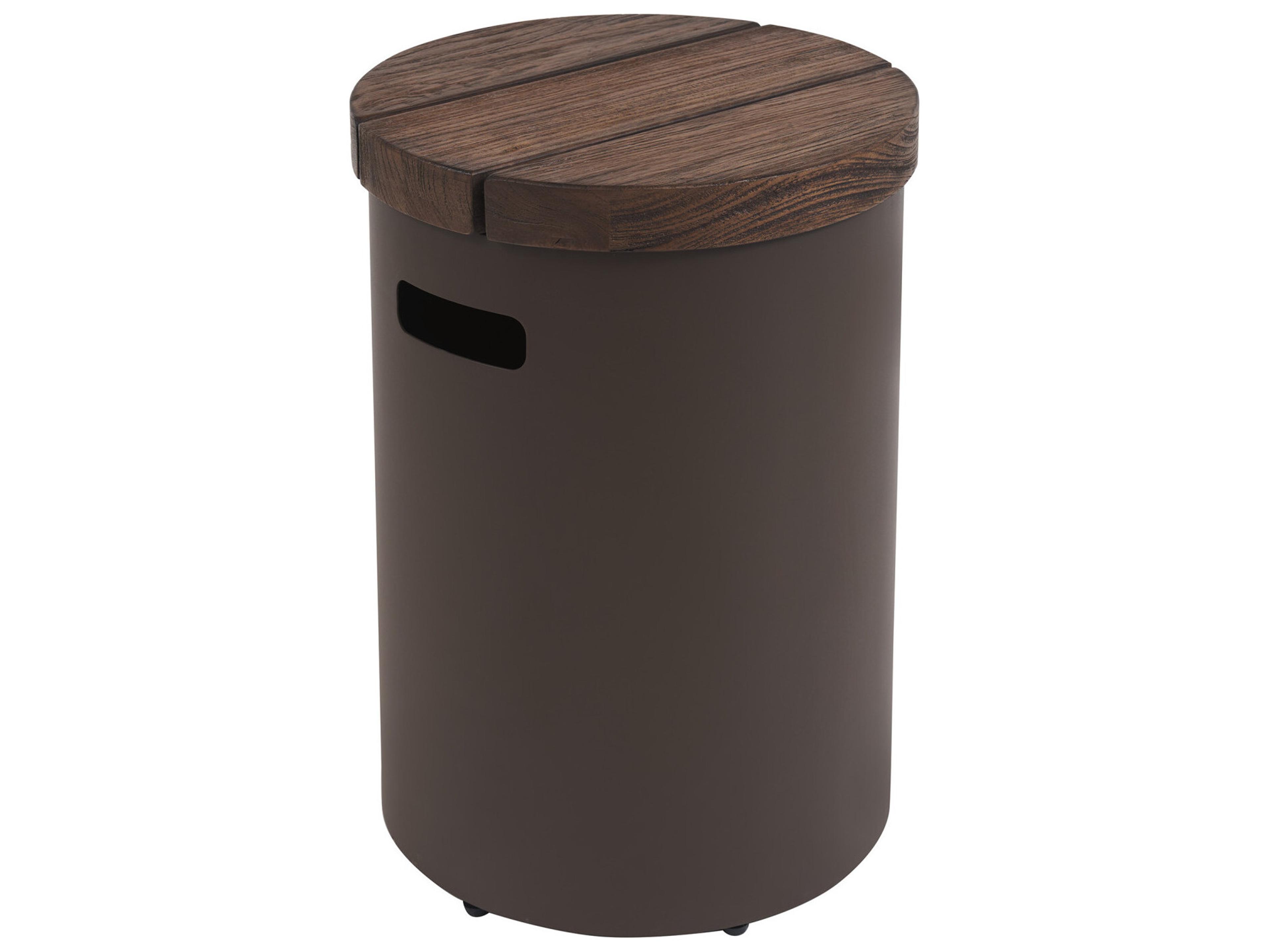 Kilimanjaro Aluminum Deep Espresso Round Teak Top End Table