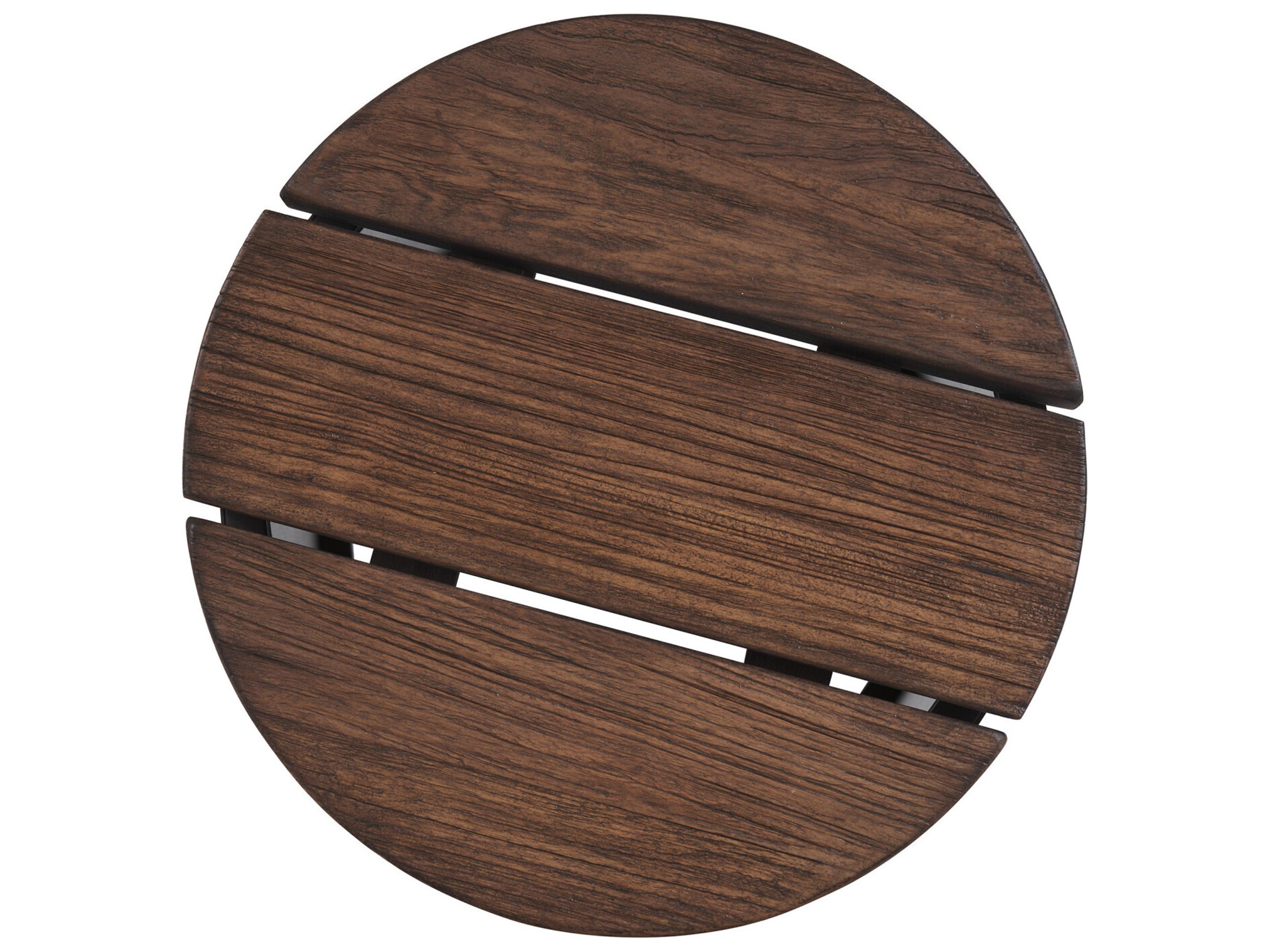 Tommy Bahama Outdoor Kilimanjaro Aluminum Deep Espresso Round Teak Top End Table