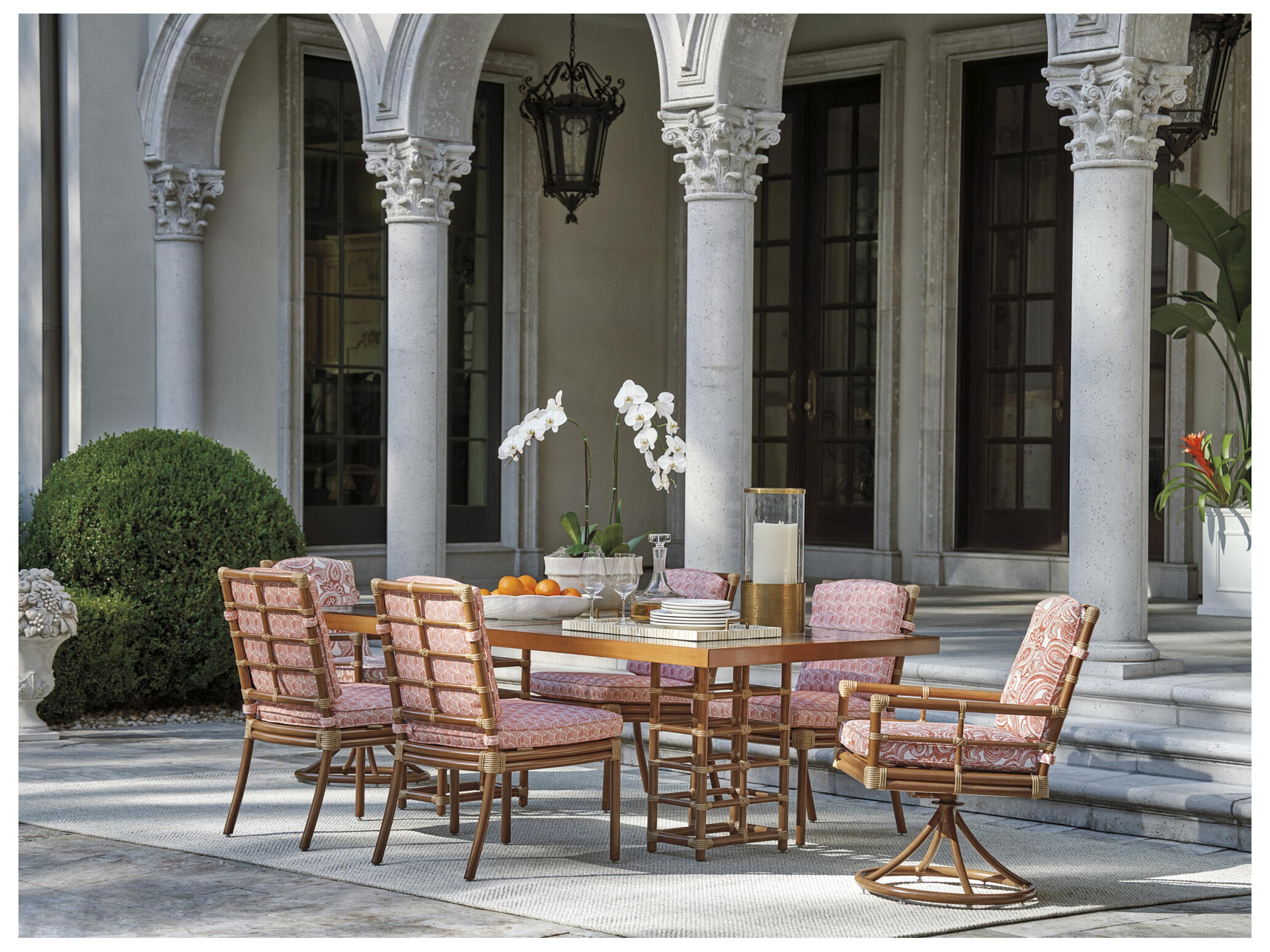 Tommy Bahama Outdoor Sandpiper Bay Aluminum Wicker Swivel Rocker Dining Arm Chair