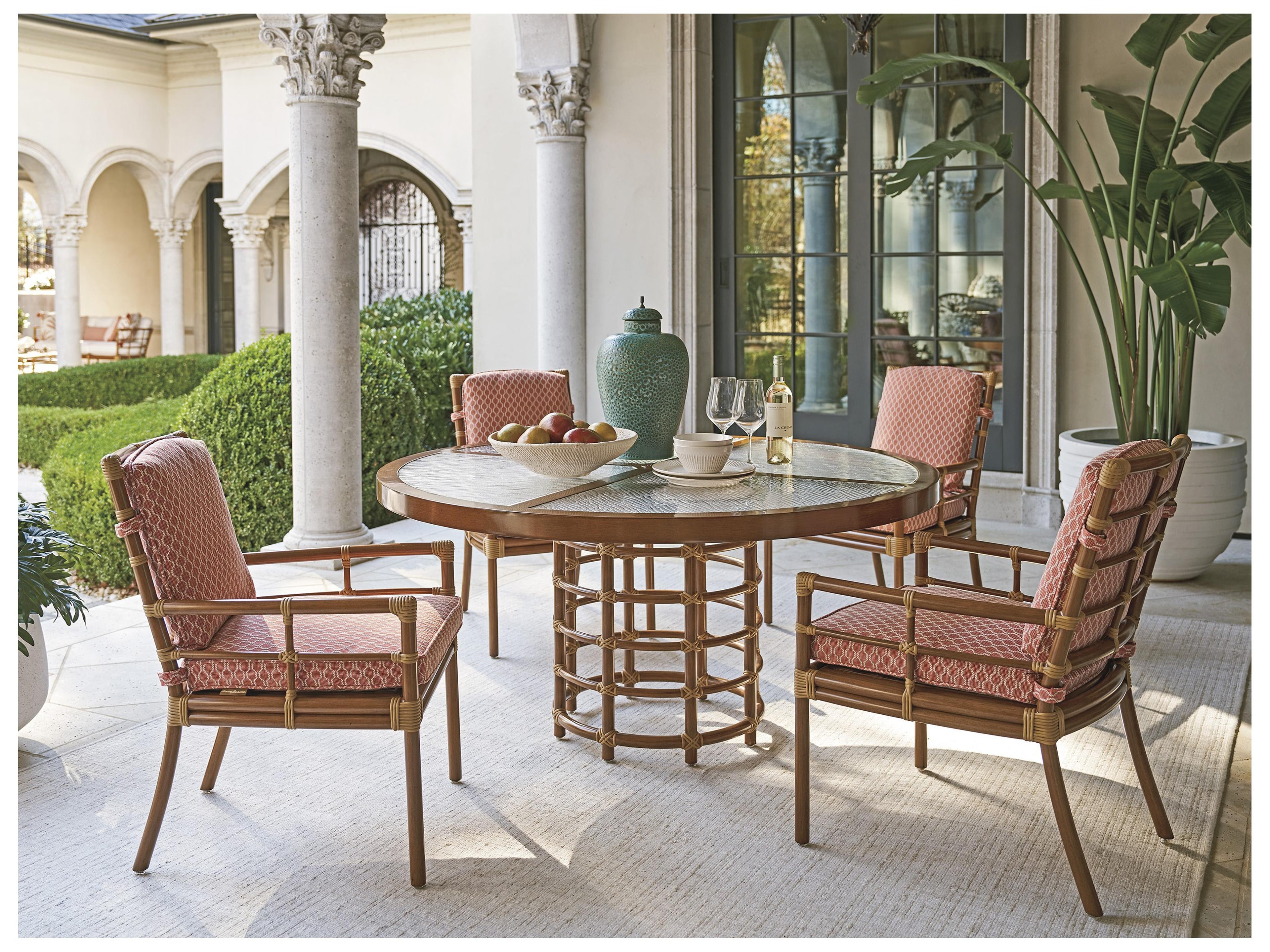 Tommy Bahama Outdoor Sandpiper Bay Aluminum 60" Round Dining Table with Umbrella Hole