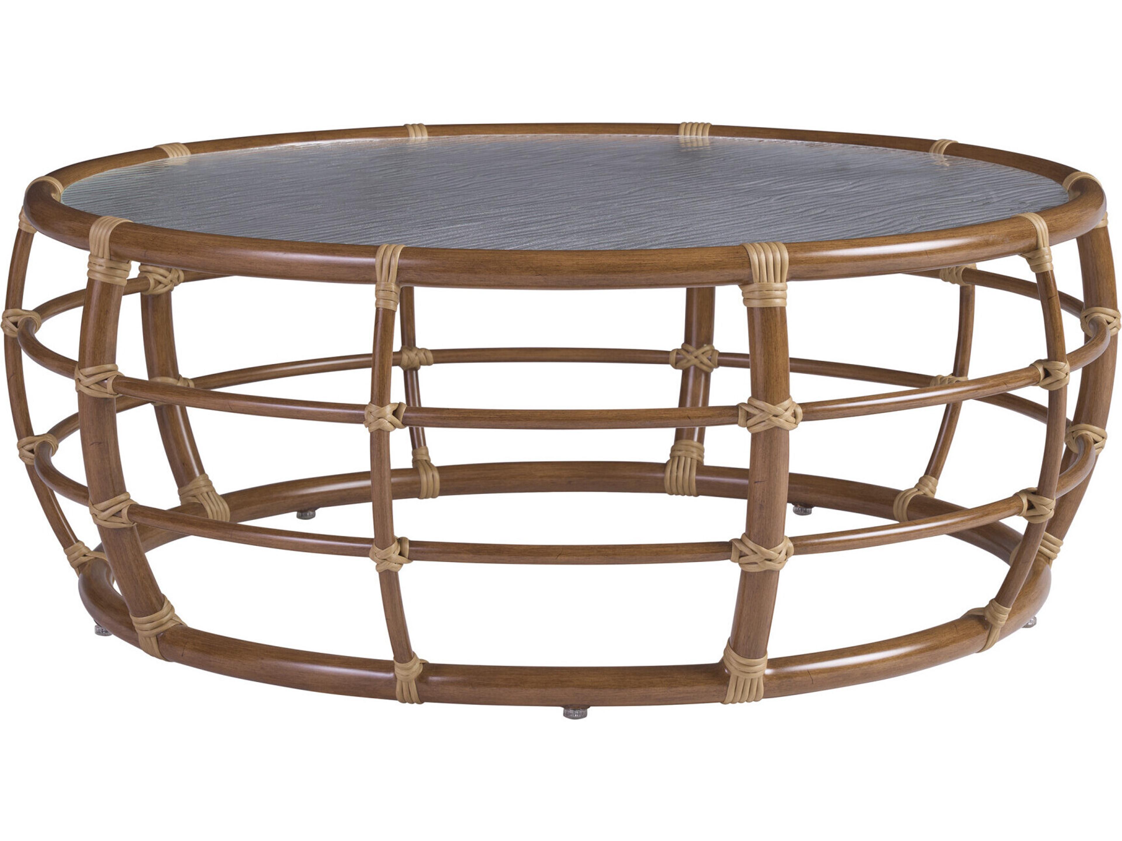 Sandpiper Bay Aluminum Wicker Round Glass Top Coffee Table
