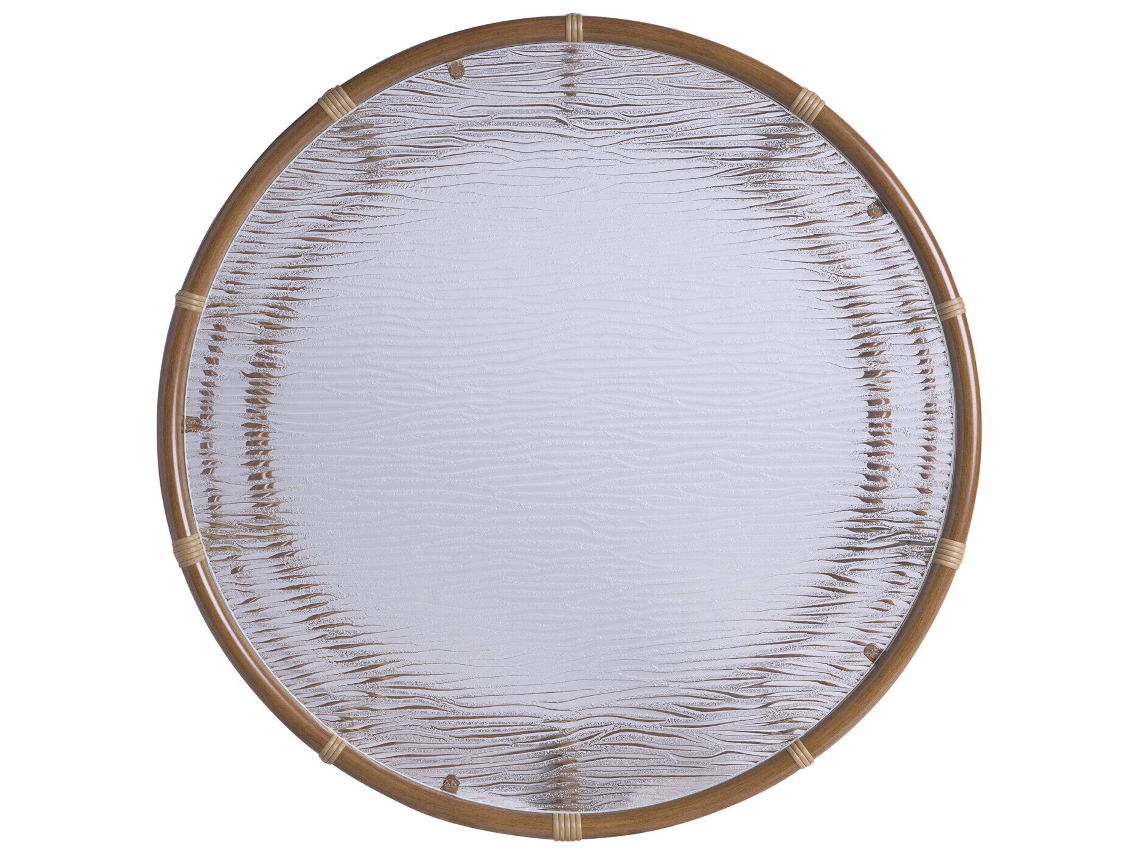 Tommy Bahama Outdoor Sandpiper Bay Aluminum Wicker Round Glass Top Coffee Table