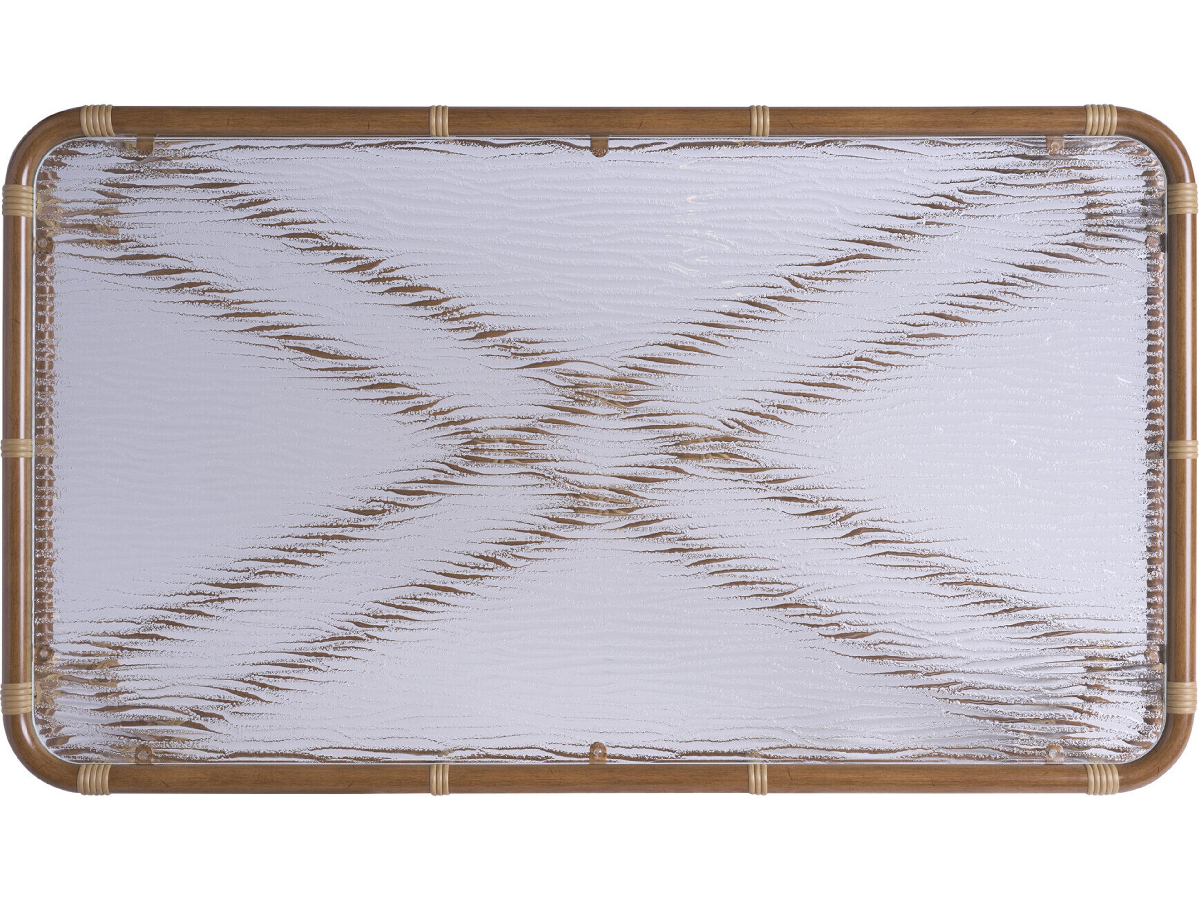 Tommy Bahama Outdoor Sandpiper Bay Aluminum Wicker Rectangular Glass Top Coffee Table