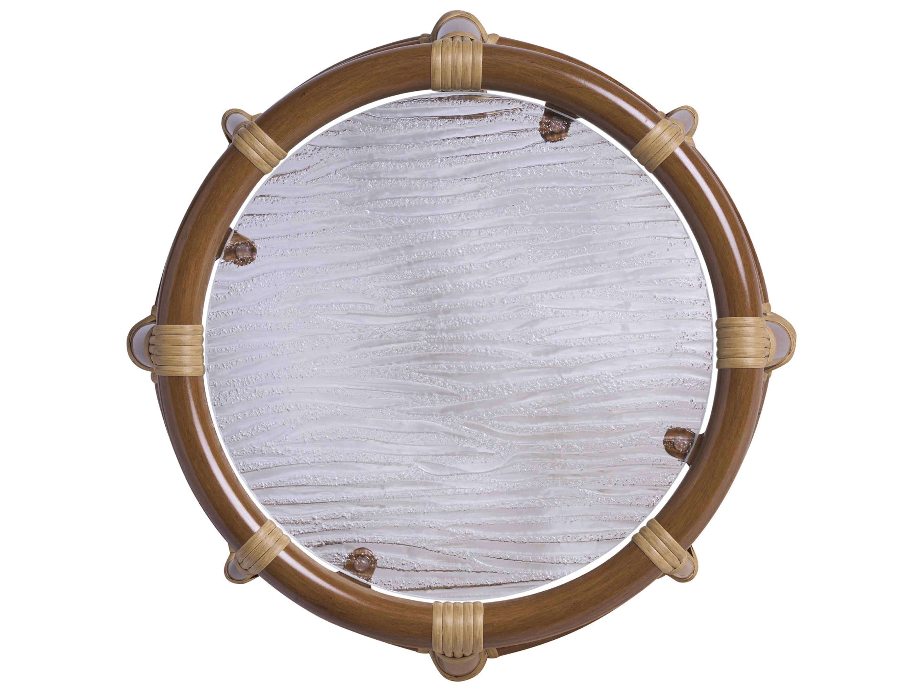 Tommy Bahama Outdoor Sandpiper Bay Aluminum Wicker Round Glass Top Accent Table