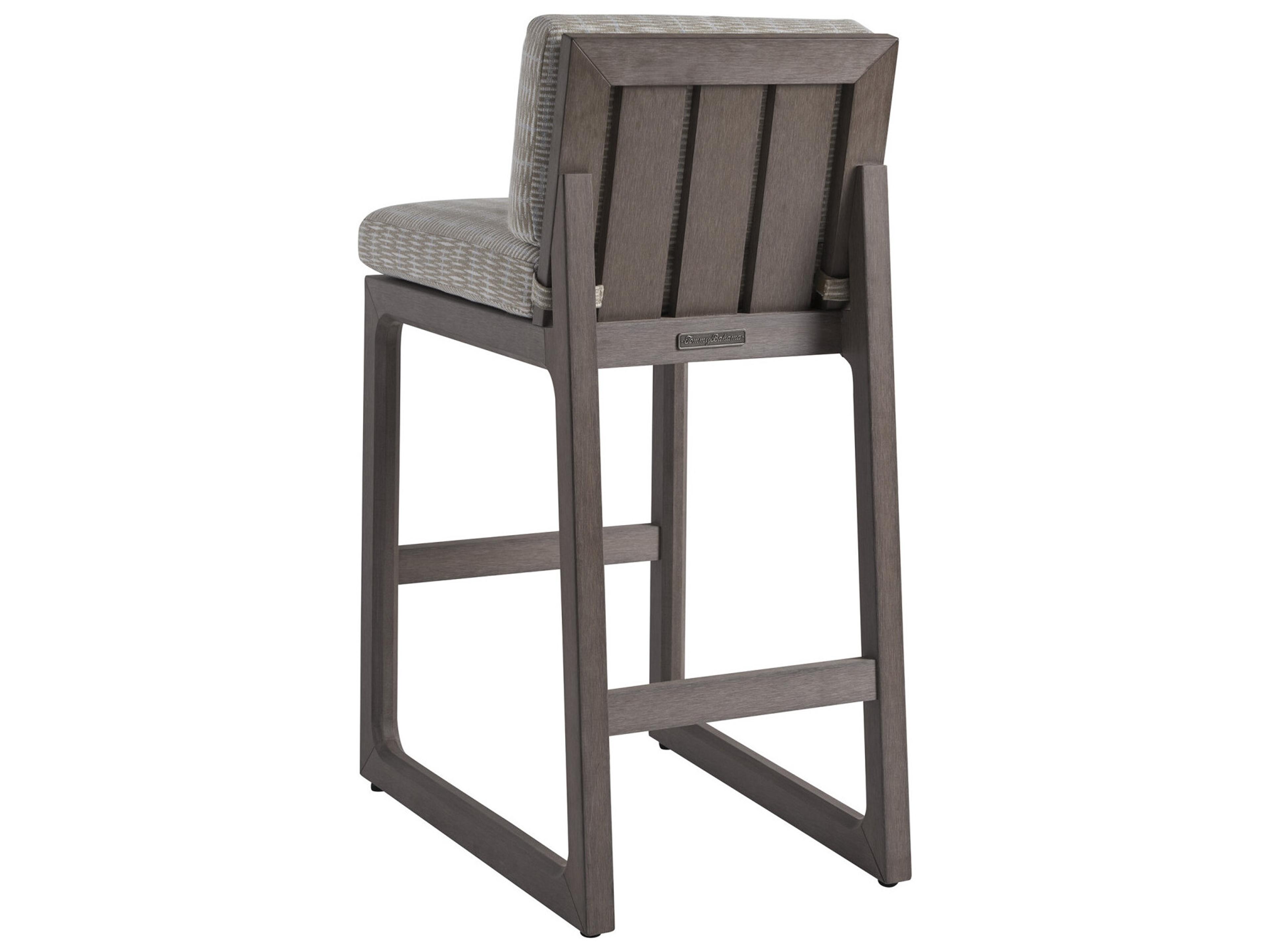Tommy Bahama Outdoor Mozambique Synthetic Teak Taupe Gray Bar Stool