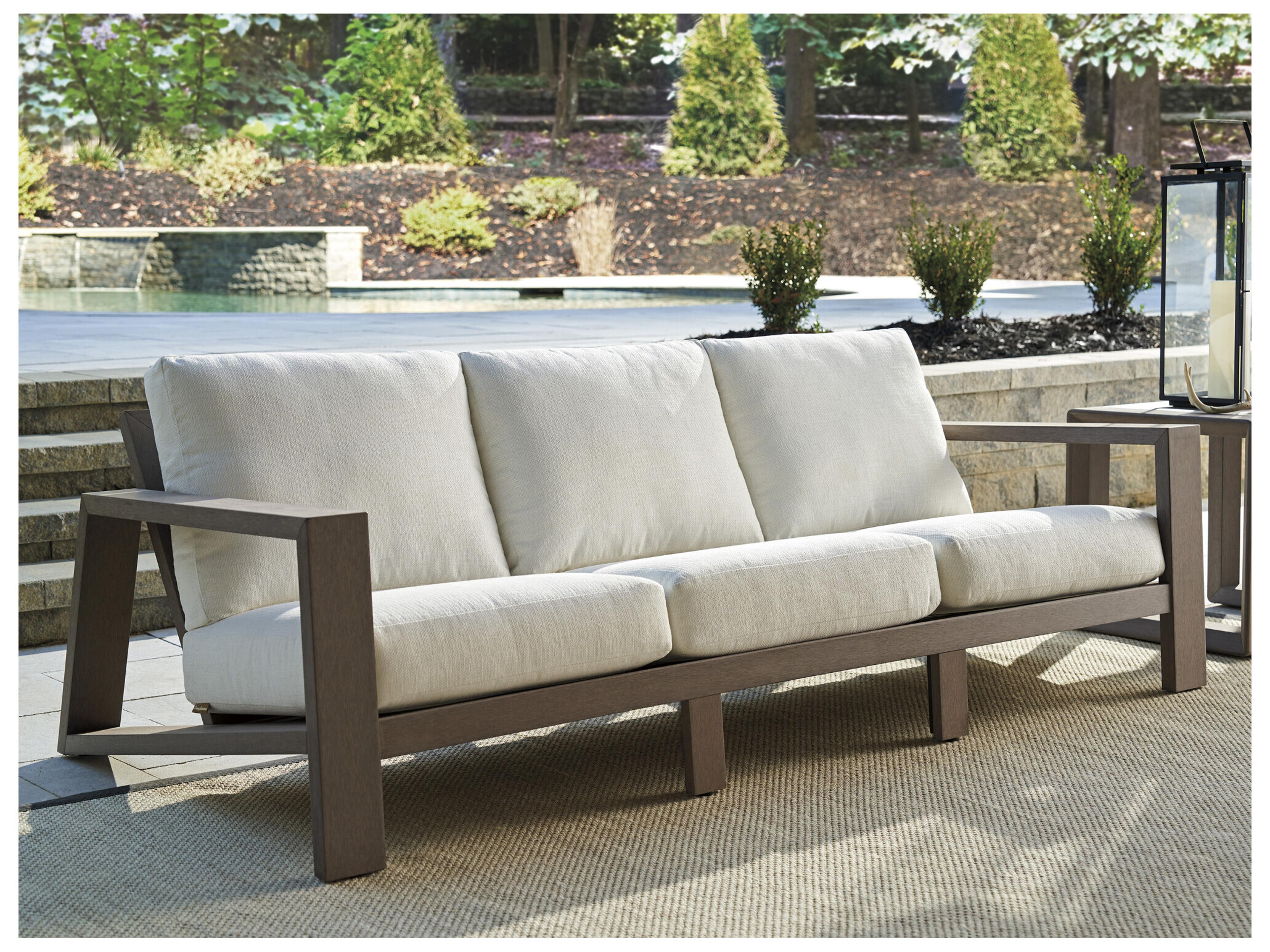 Tommy Bahama Outdoor Mozambique Synthetic Teak Taupe Gray Sofa
