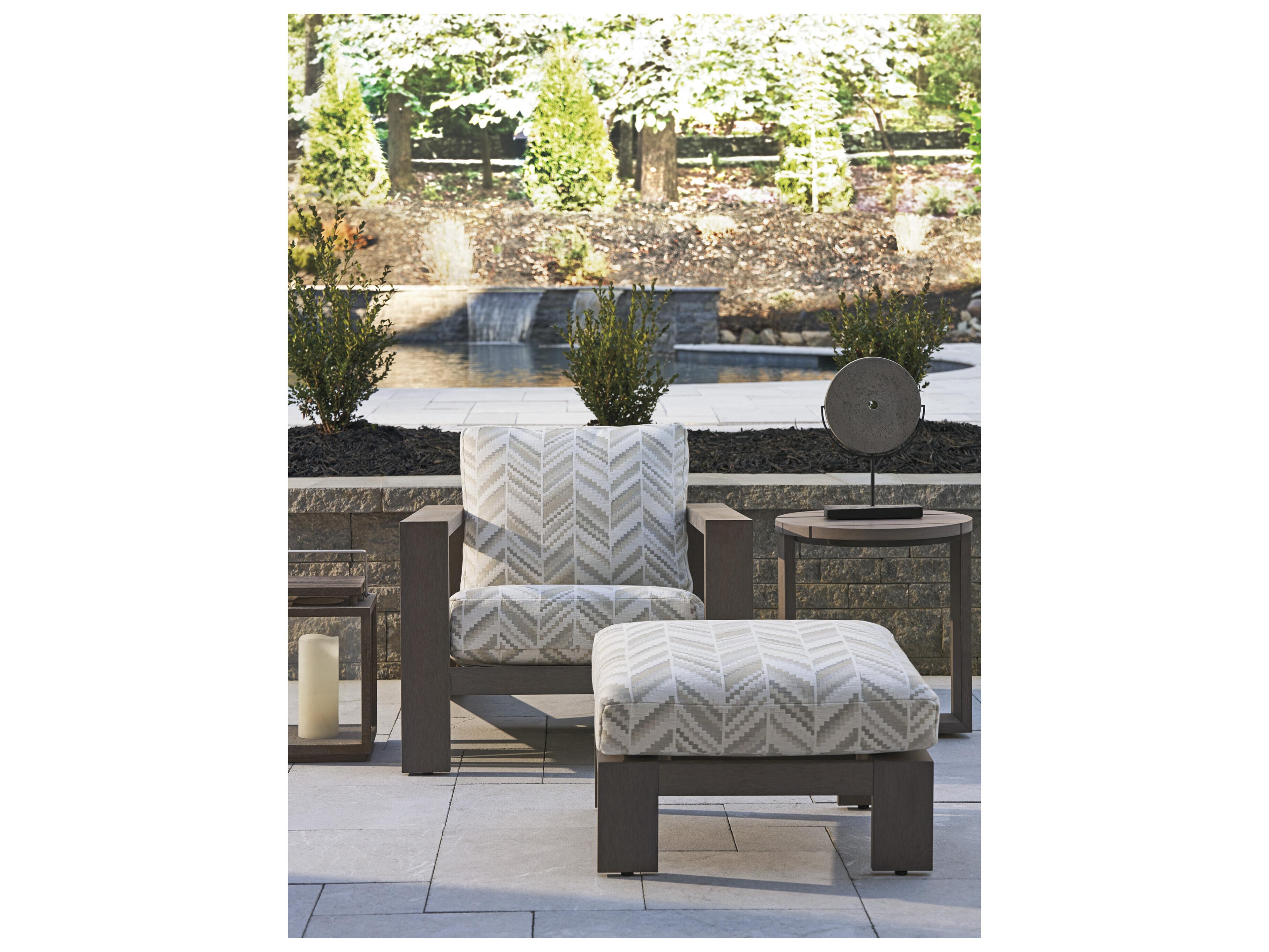 Tommy Bahama Outdoor Mozambique Synthetic Teak Taupe Gray Ottoman