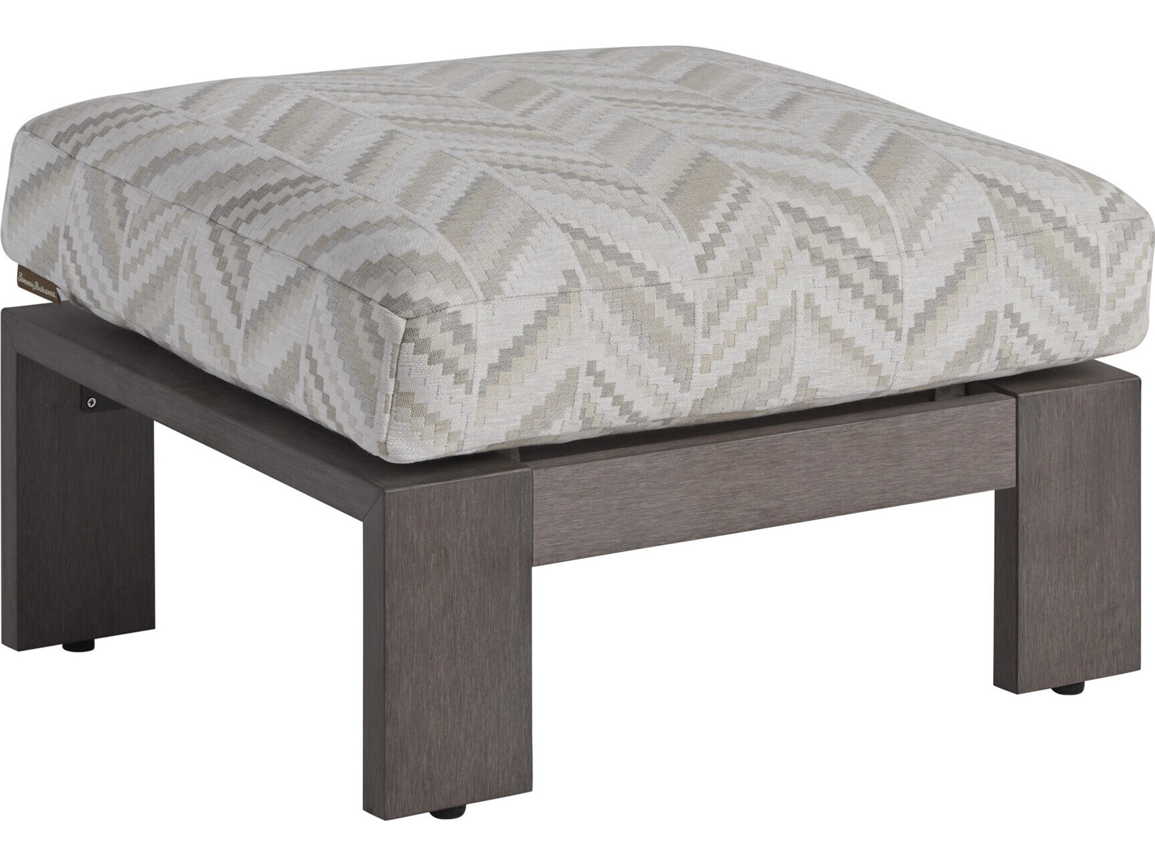 Mozambique Synthetic Teak Taupe Gray Ottoman