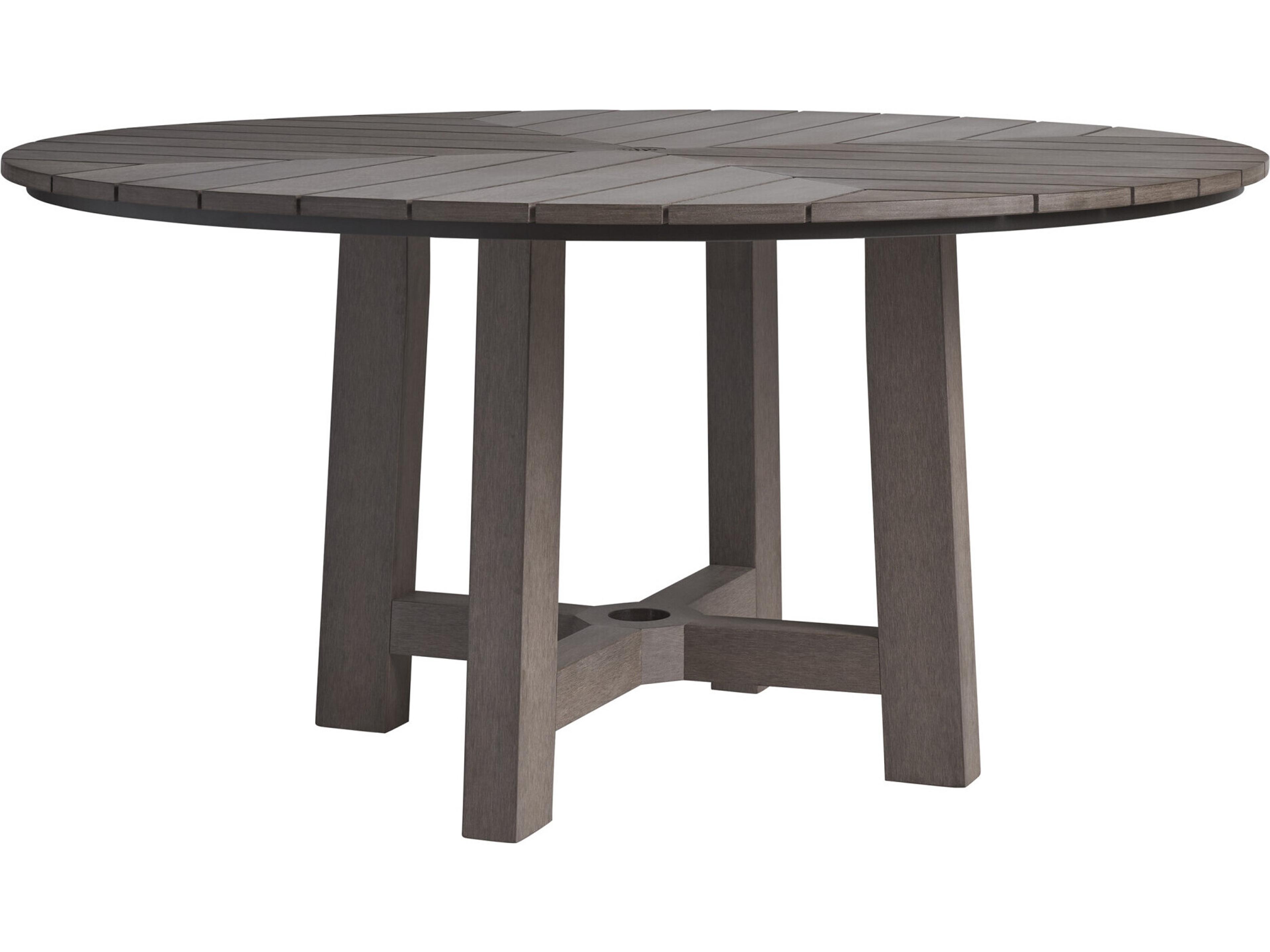 Mozambique Synthetic Teak Taupe Gray Table Base for Round Dining Table