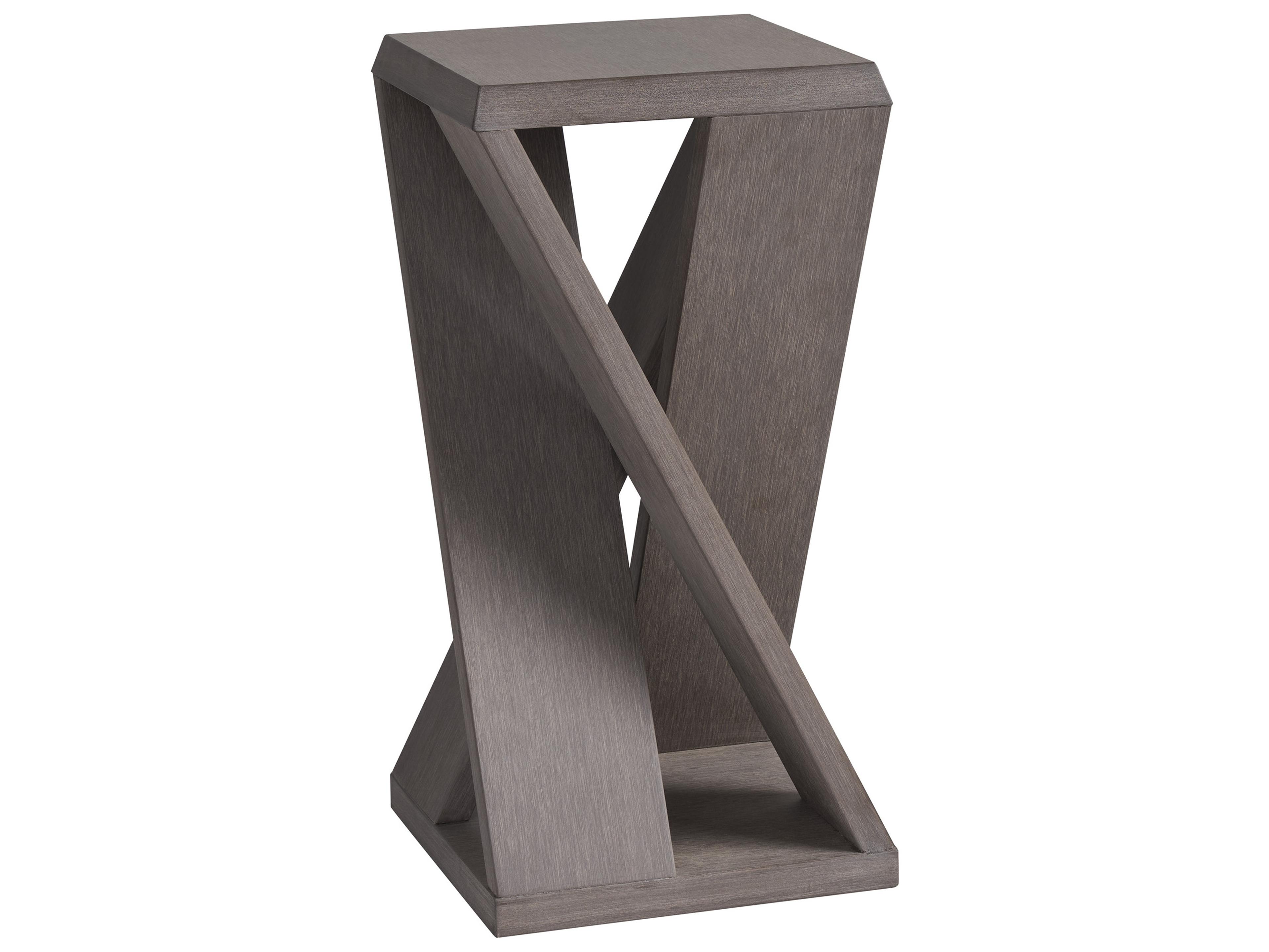 Mozambique Synthetic Teak Taupe Gray Round Accent Table