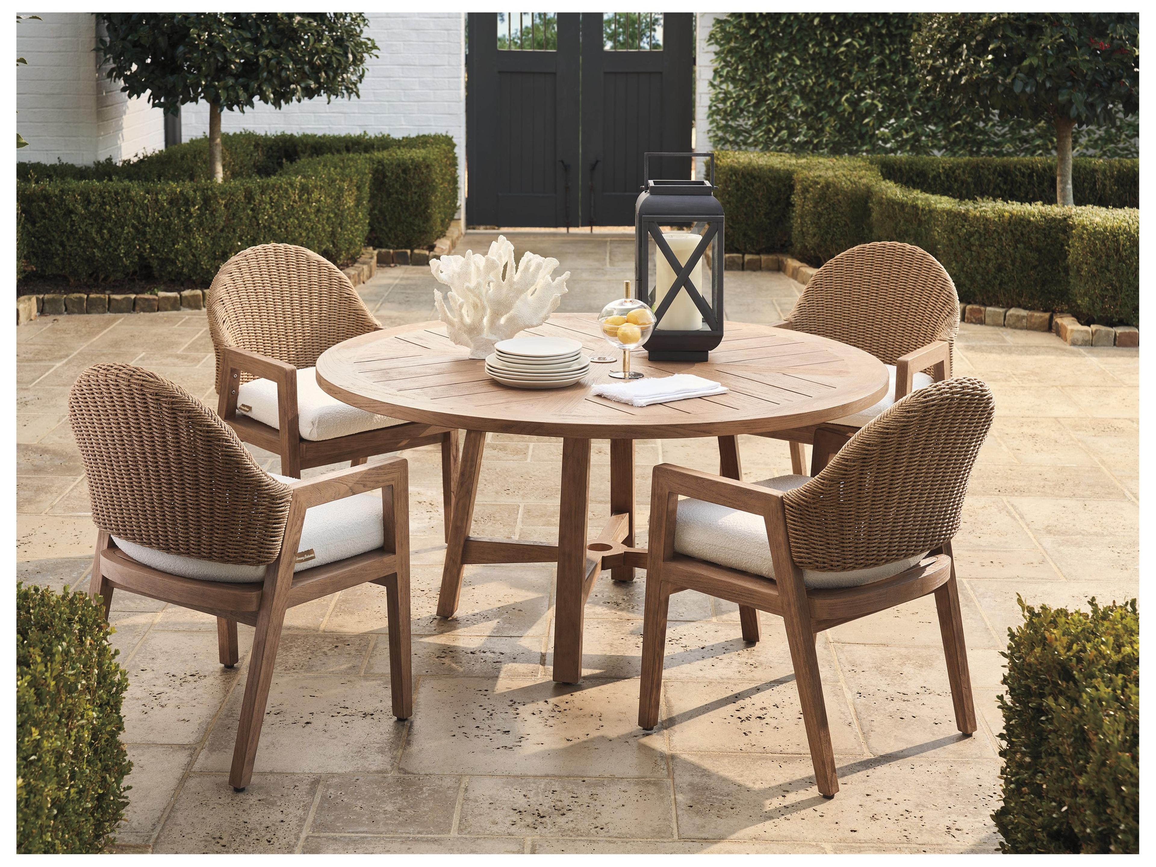 Tommy Bahama Outdoor Isle Of Palms Teak 60" Round Dining Table with Umbrella Hole