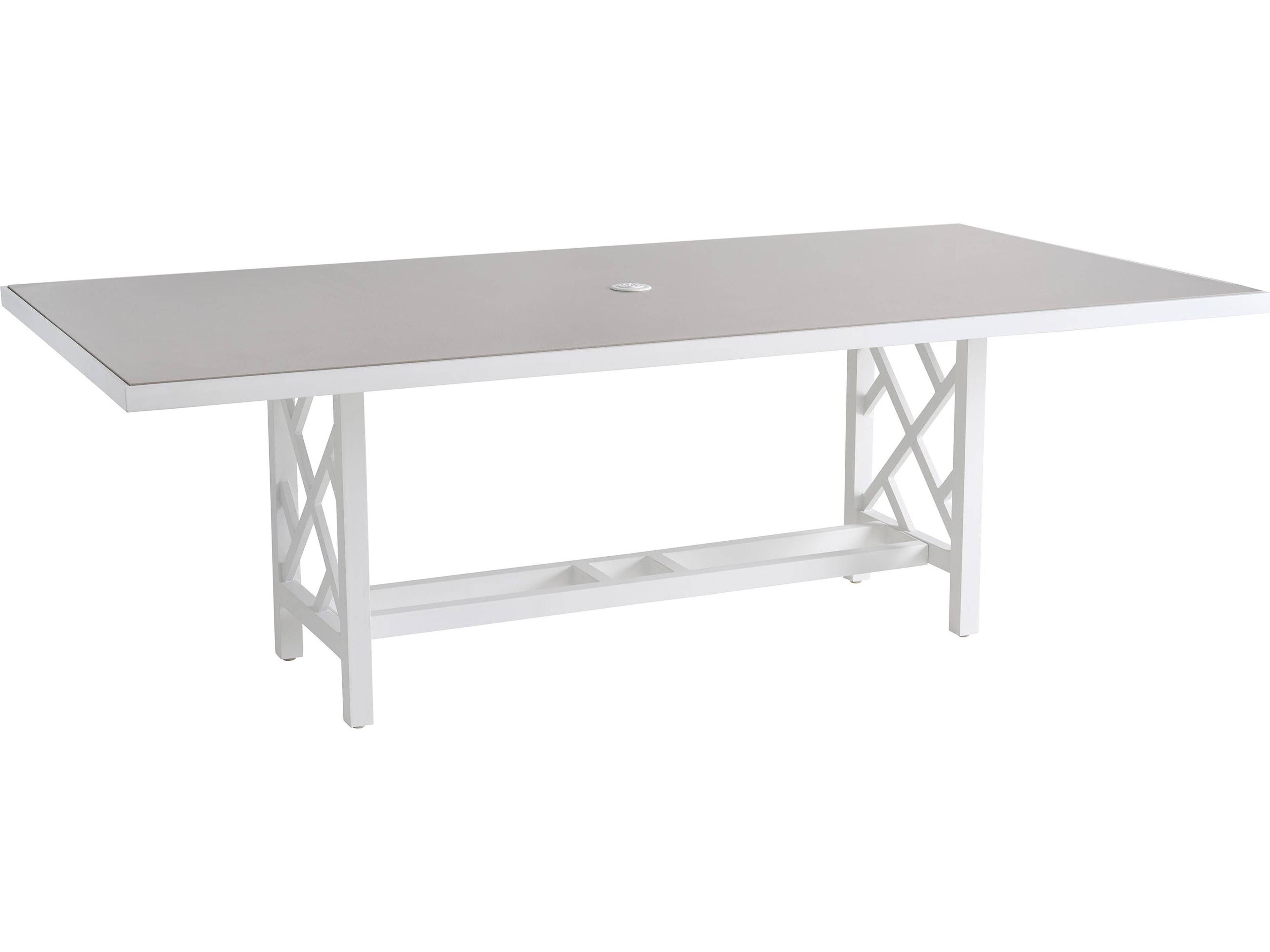 Island Classic Aluminum 88" x 44" Rectangular Dining Table with Umbrella Hole