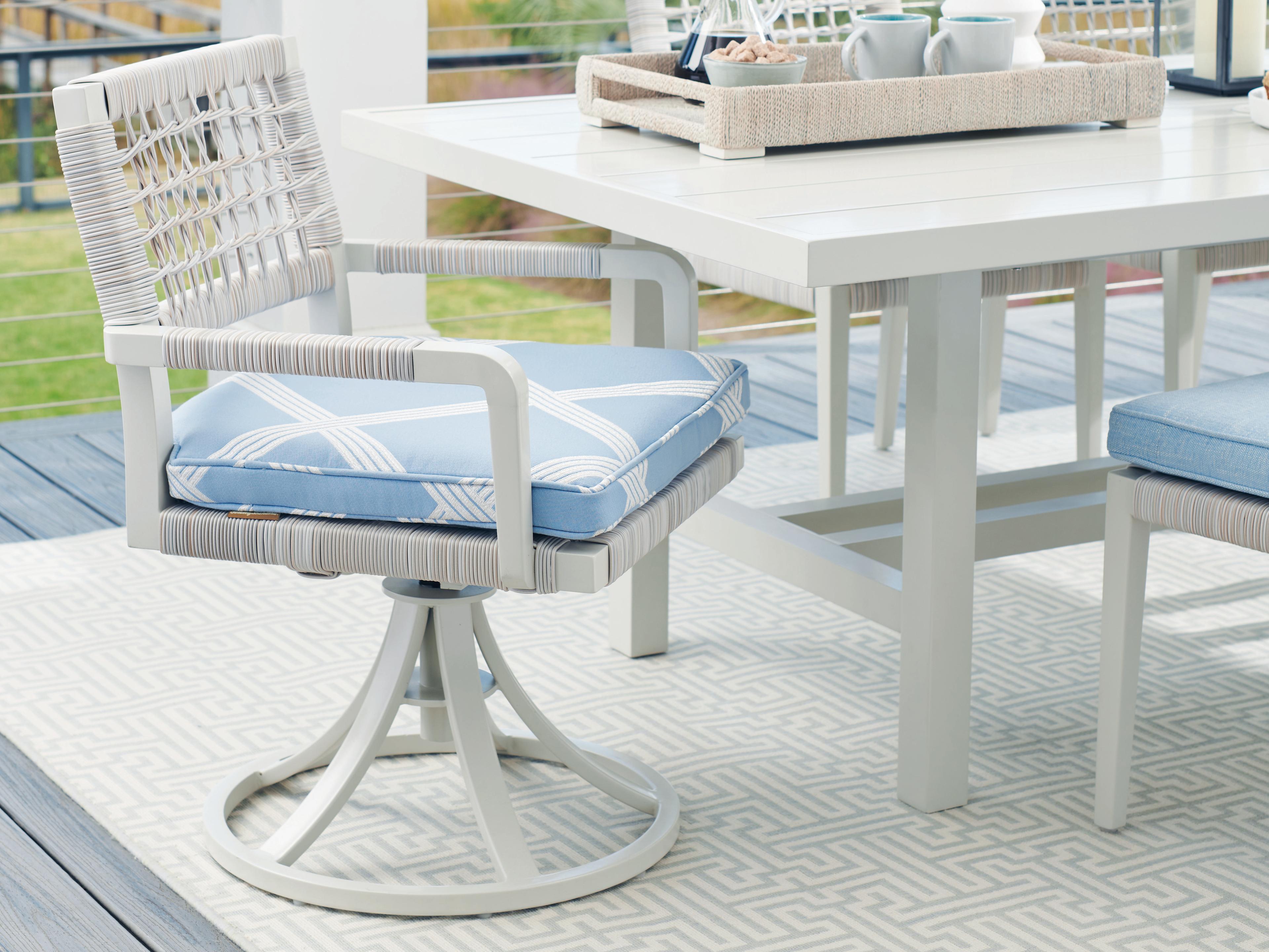 Tommy Bahama Outdoor Seabrook Aluminum Wicker Swivel Rocker Dining Arm Chair