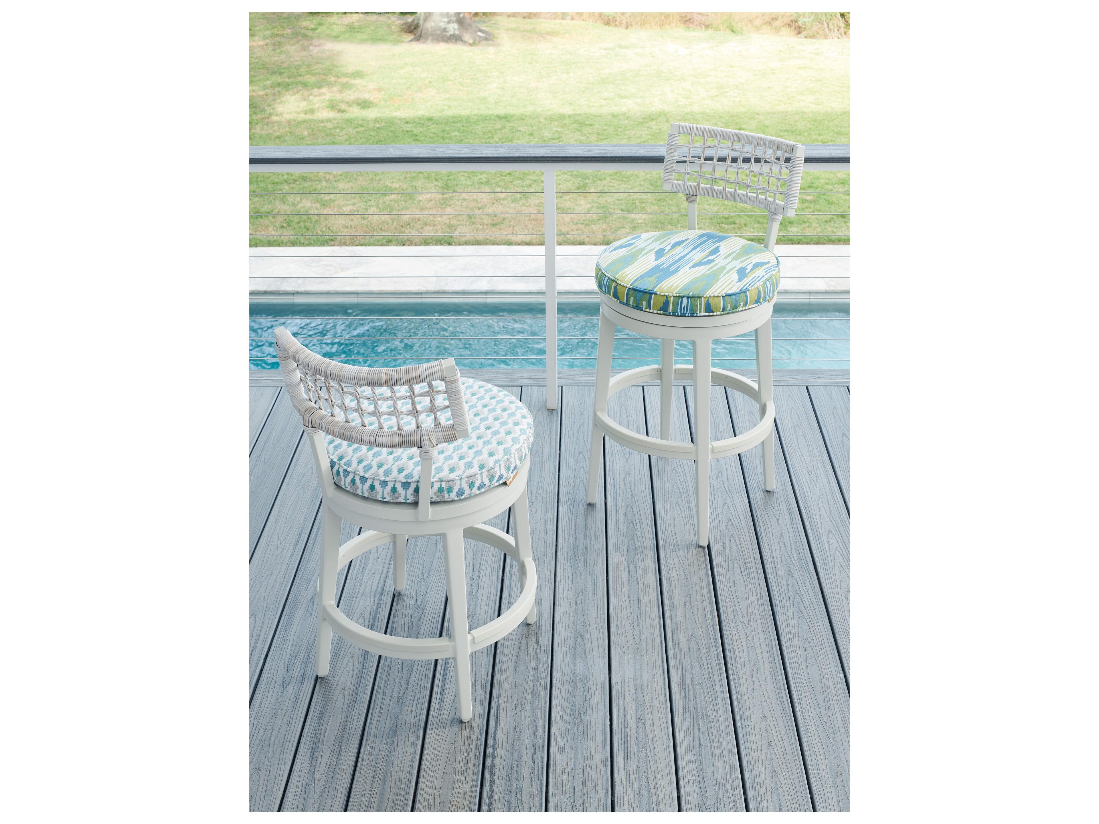 Tommy Bahama Outdoor Seabrook Aluminum Wicker Swivel Counter Side Stool