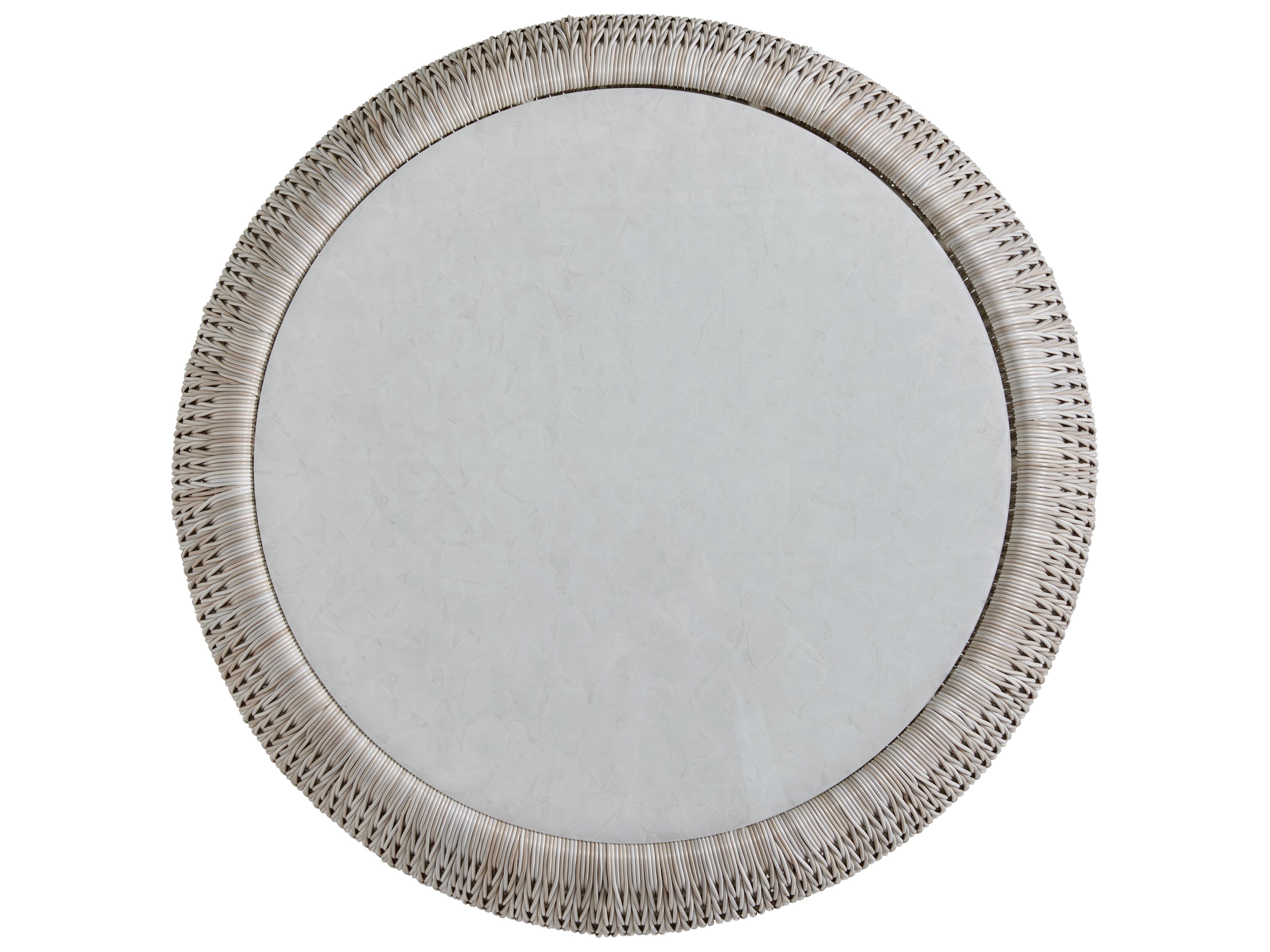 Tommy Bahama Outdoor Seabrook Aluminum Wicker Round Glass Top Coffee Table