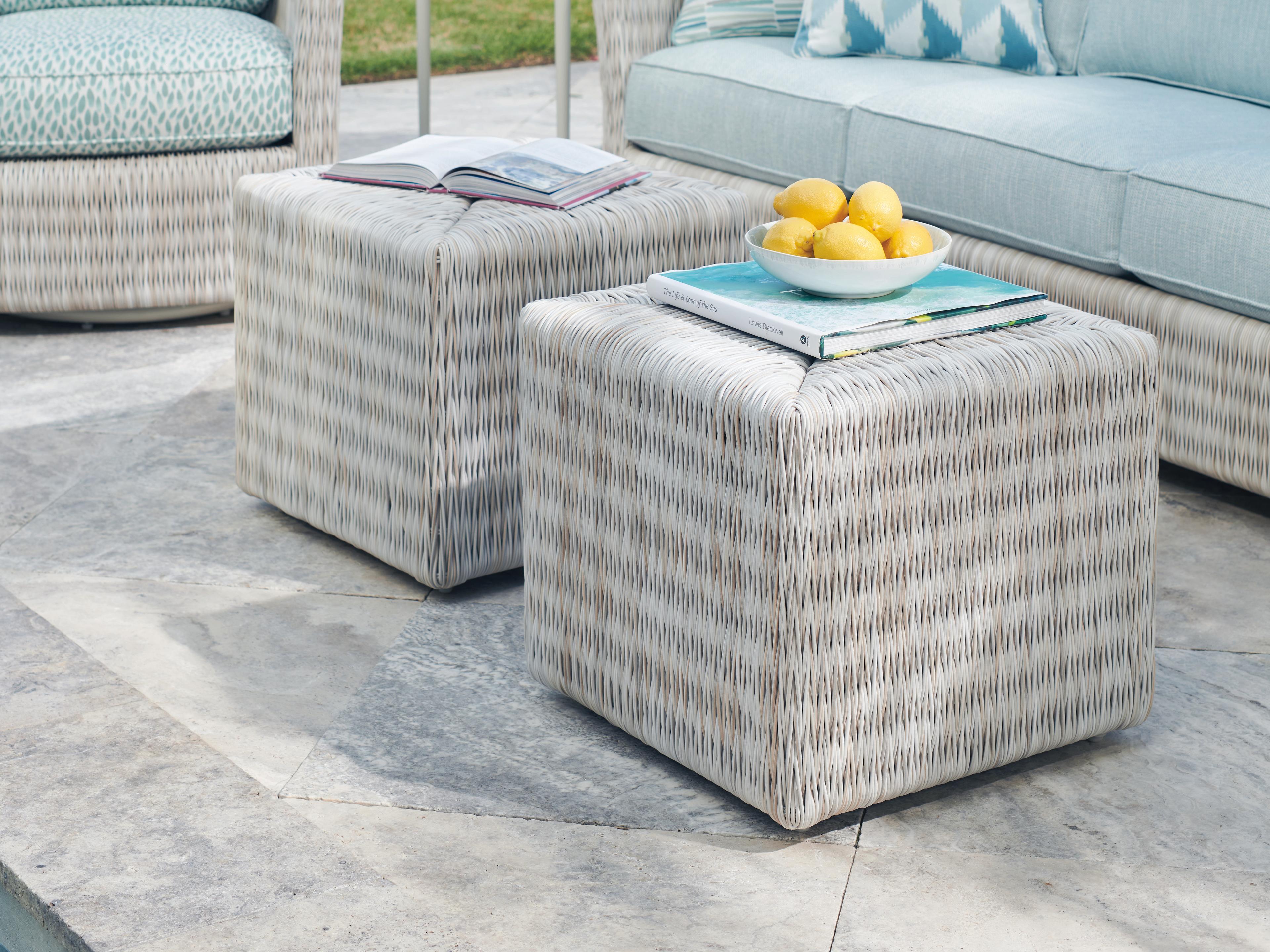 Tommy Bahama Outdoor Seabrook Aluminum Wicker Cube Ottoman