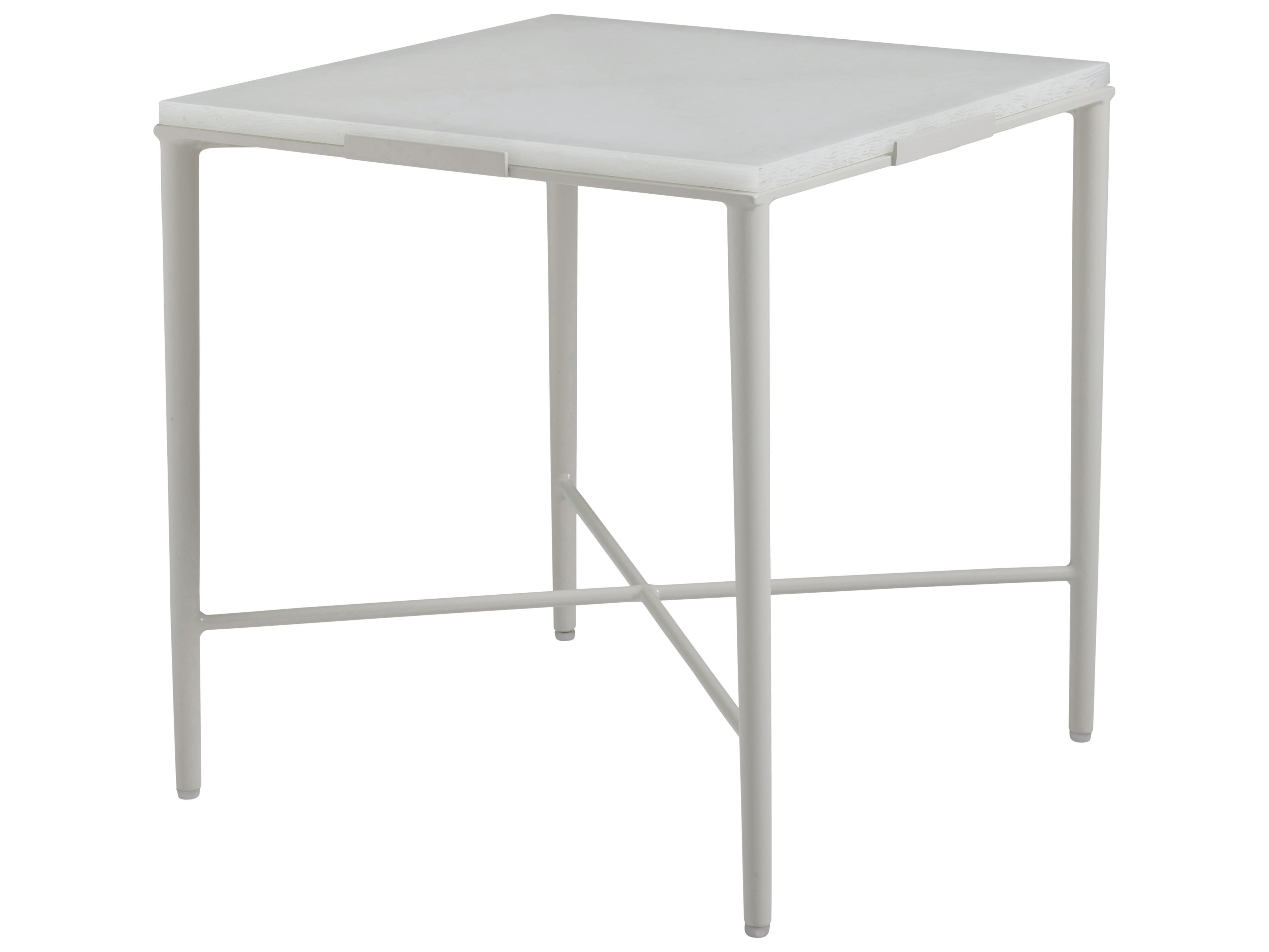 Seabrook Aluminum Square Glass Top End Table
